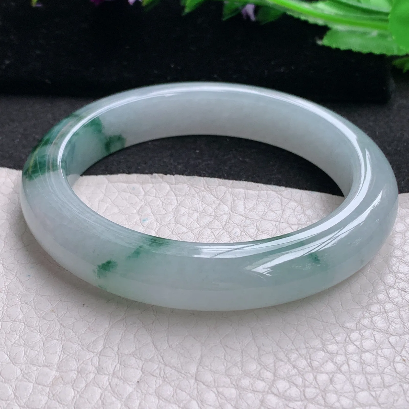 ll实拍57.5*11.8*9.3天然缅甸翡翠手镯冰飘正圈平安镯宽版镯子