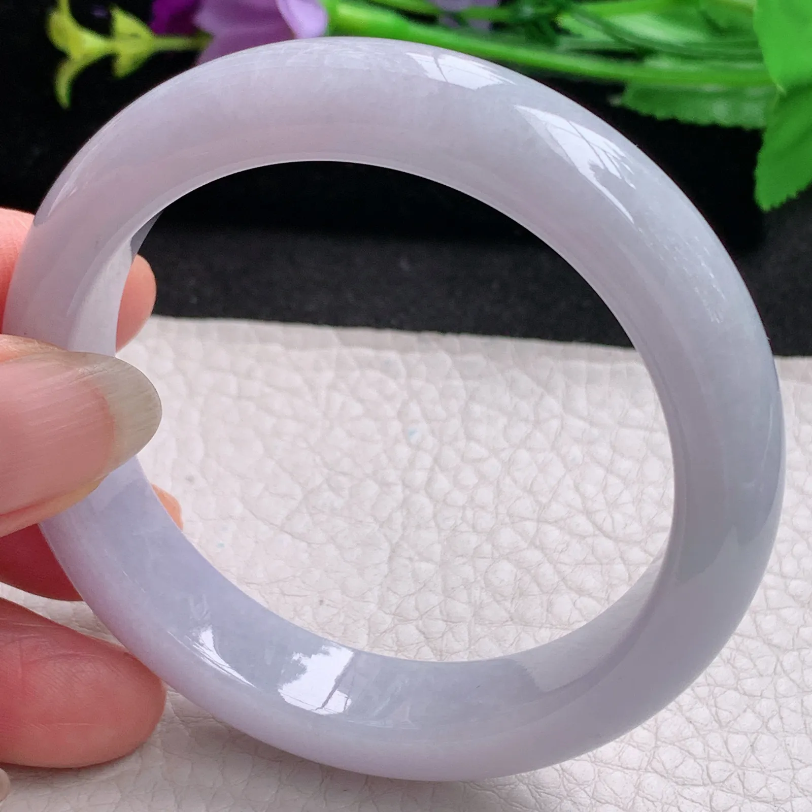 nr实拍53.5*12.6*8.5缅甸翡翠a货玉手镯紫罗兰正圈平安镯宽版玉手环