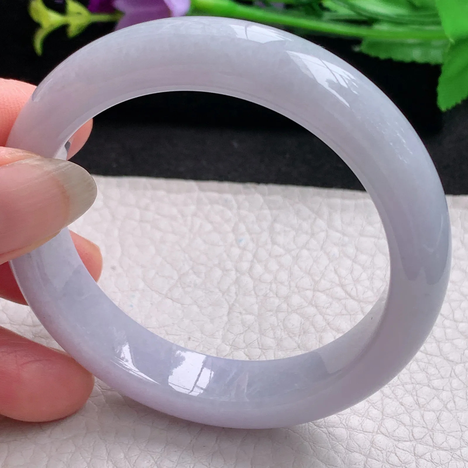 nr实拍53.5*12.6*8.5缅甸翡翠a货玉手镯紫罗兰正圈平安镯宽版玉手环