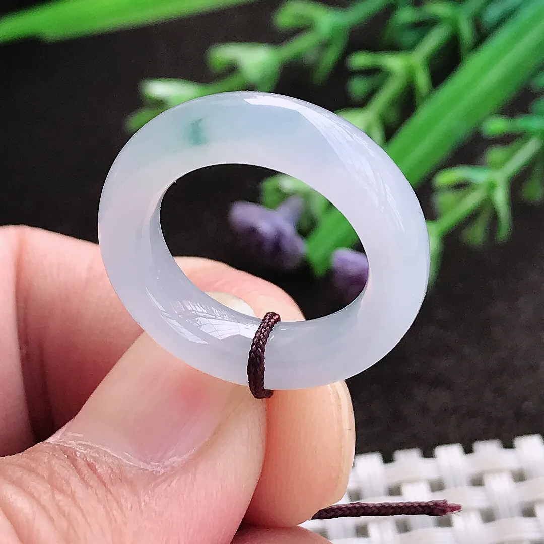 实拍A货翡翠14.8/5.5/4.2老坑冰胶果冻紫罗兰飘花小戒指翡翠指环