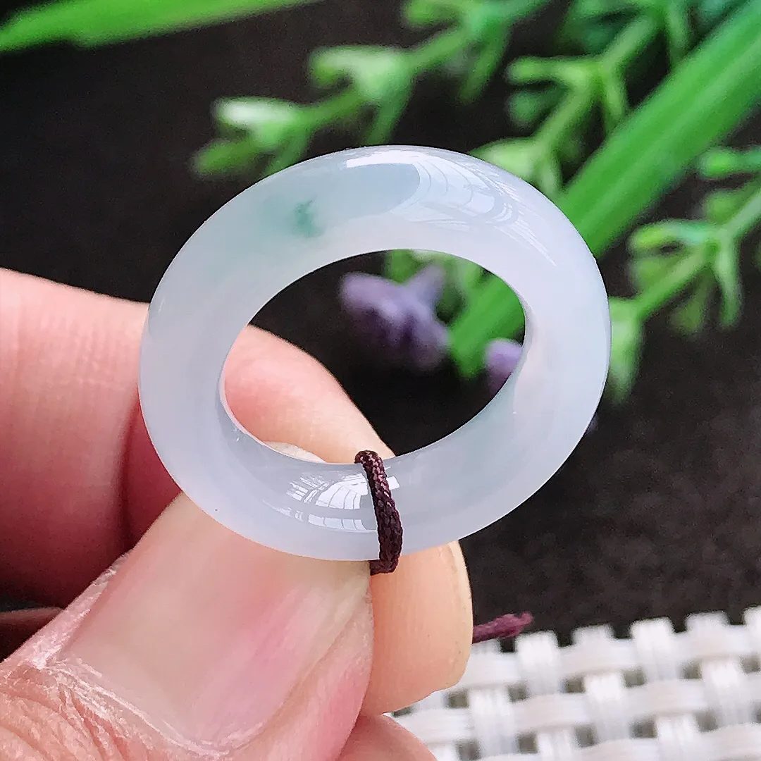 实拍A货翡翠14.8/5.5/4.2老坑冰胶果冻紫罗兰飘花小戒指翡翠指环
