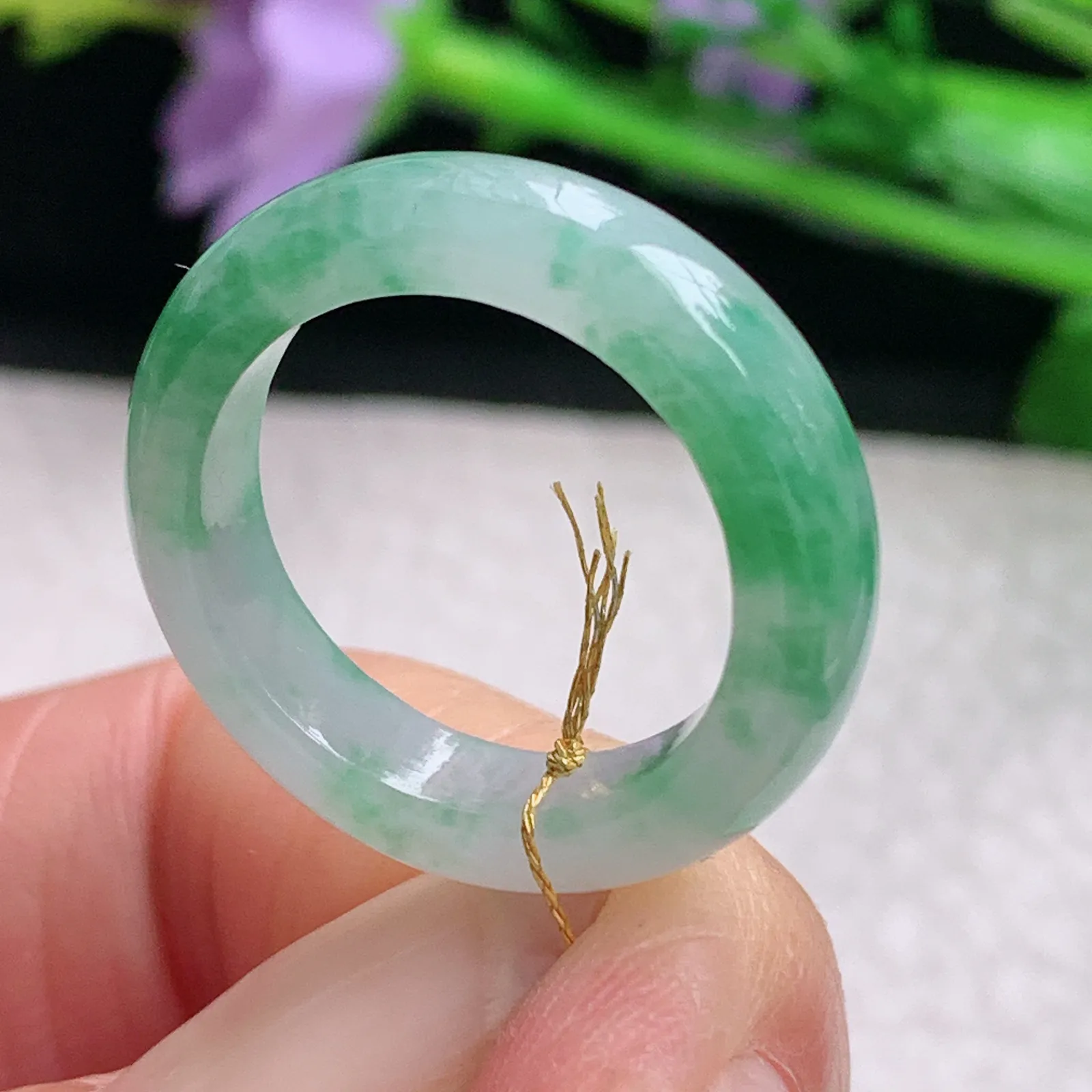 ws实拍18*5*3.4缅甸翡翠精雕飘绿18mm内径指环 玉戒指