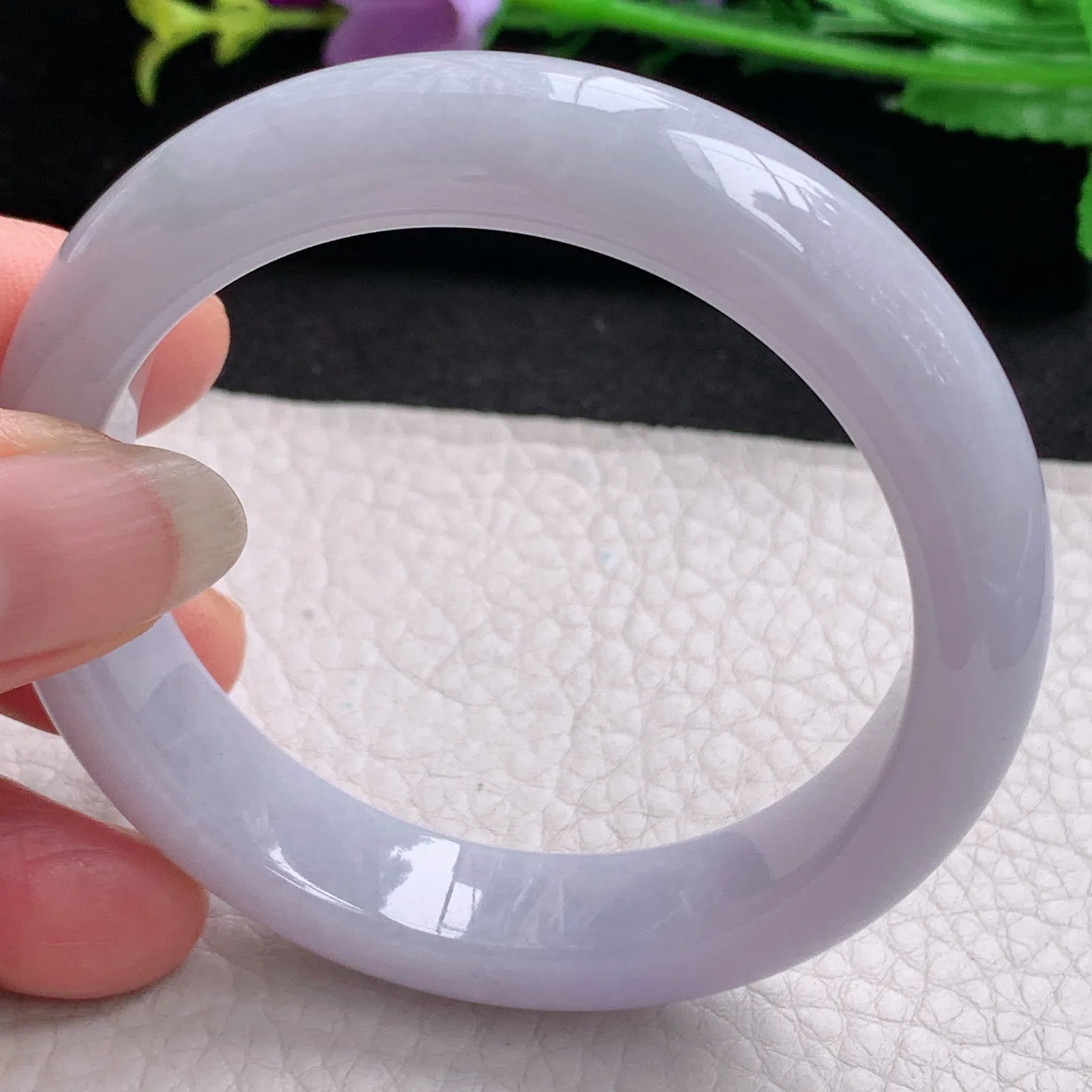 nr实拍53.5*12.6*8.5缅甸翡翠a货玉手镯紫罗兰正圈平安镯宽版玉手环