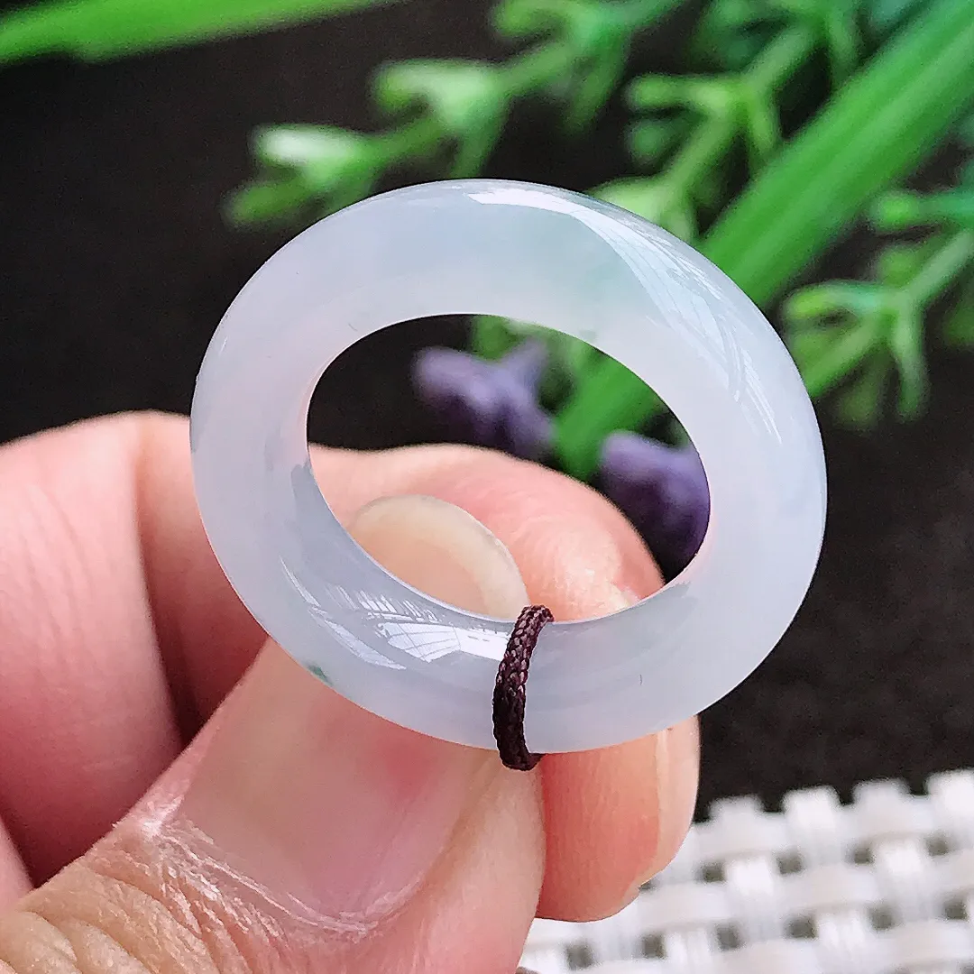 实拍A货翡翠14.8/5.5/4.2老坑冰胶果冻紫罗兰飘花小戒指翡翠指环