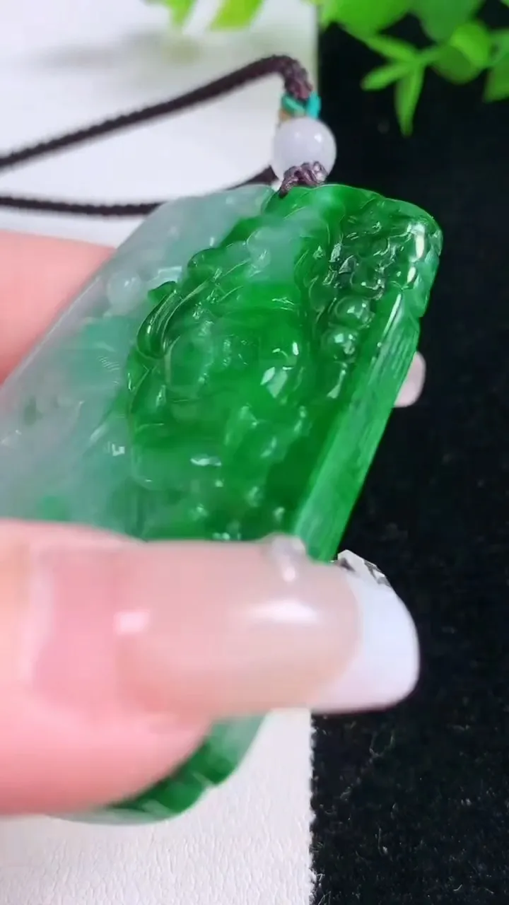 天然A货翡翠鸟语花香吊坠，尺寸56.2-42-6，重量:35.74g
2月2日