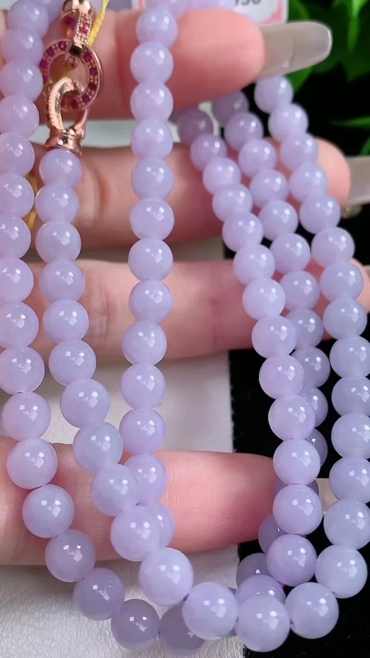 天然A货翡翠紫罗兰圆珠项链，尺寸5.8-108颗，重量:38.52g2月3日
工厂直销收藏佳品,种好