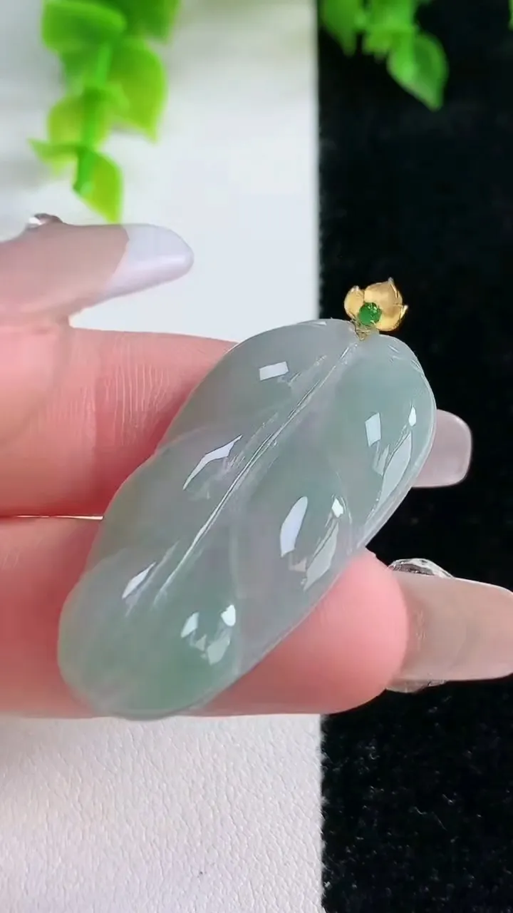 天然A货翡翠金枝玉叶 叶子吊坠，尺寸41-21.7-3.9，重:5.46g
2月4日