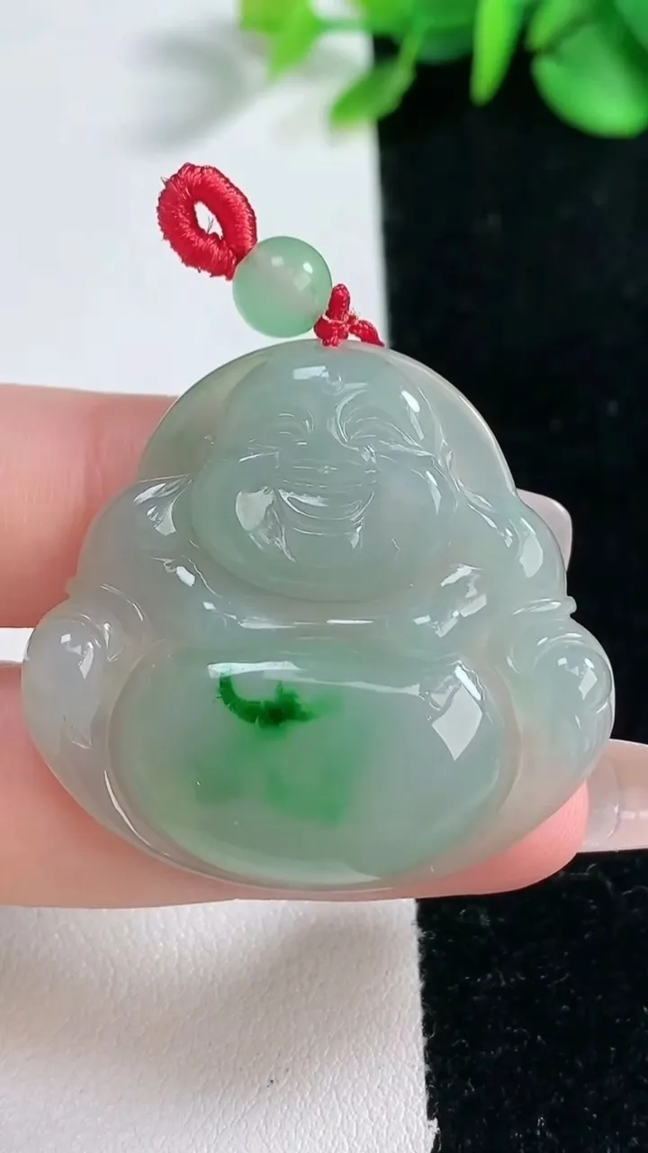 天然A货翡翠佛公吊坠，尺寸34.7-37-5.7，重量:12.35g
2月5日