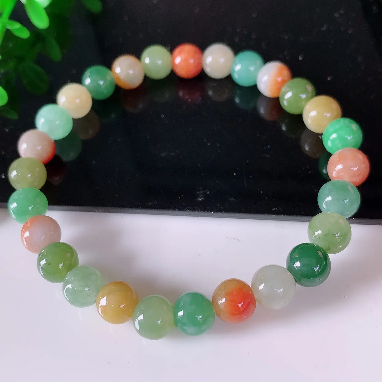 自然光实拍，冰润多宝翡翠手链，多彩翡翠手串，颜色丰富，料子细腻，高档大气，自戴送礼佳品！#46.28