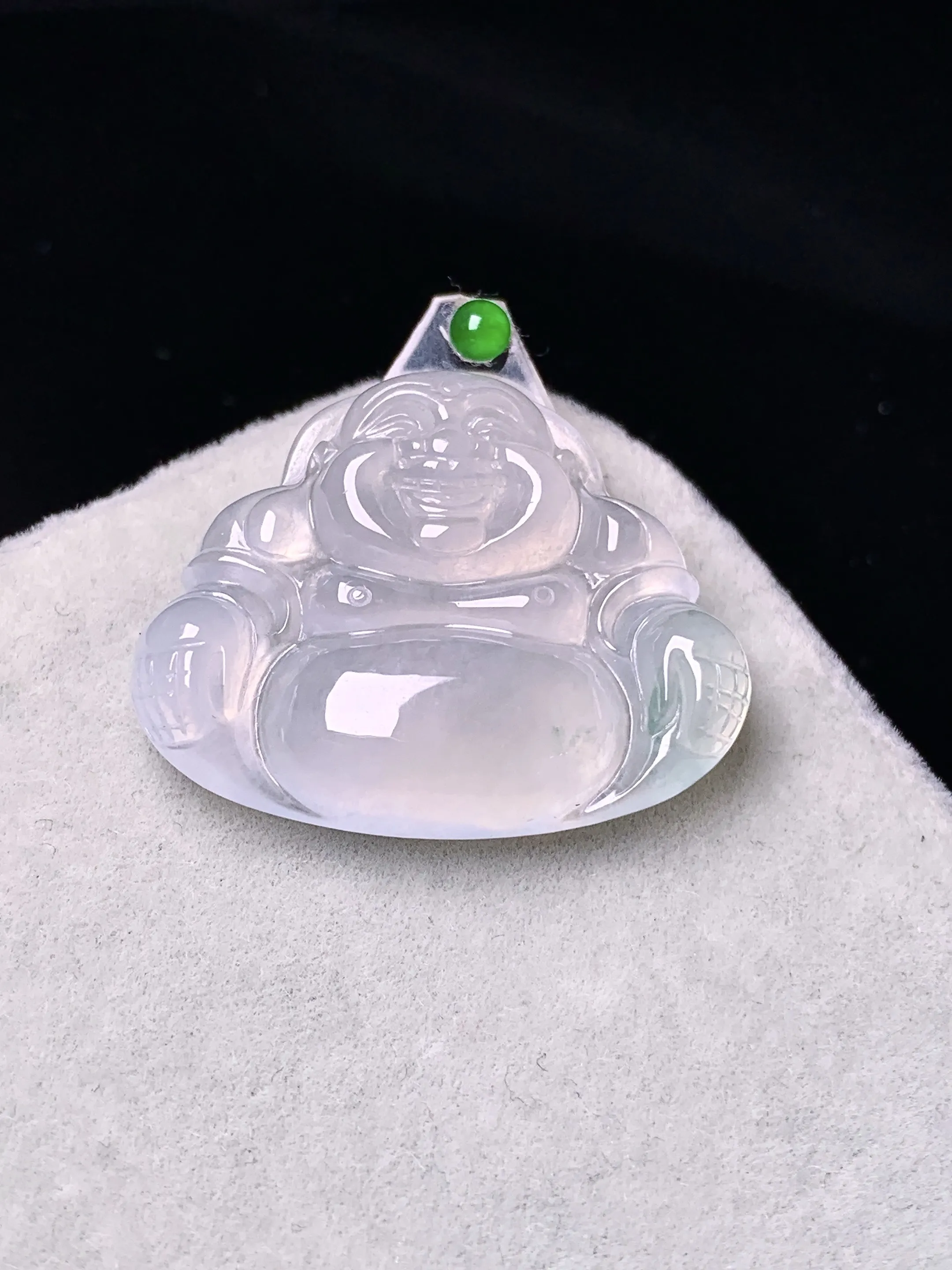 镶嵌款 冰种佛公吊坠 玉质细腻 色泽清新艳丽 整体尺寸21.6*27*4.6