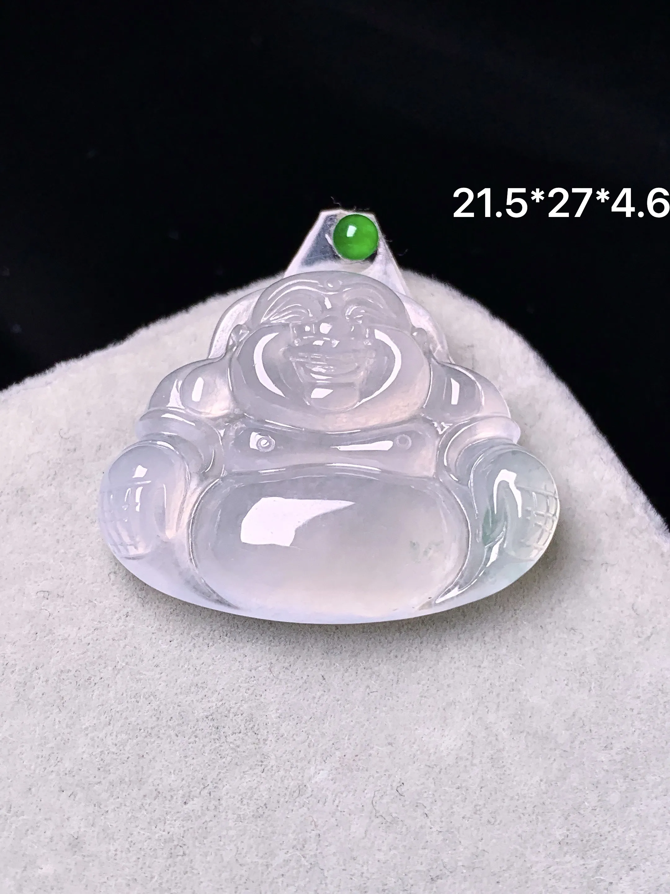 镶嵌款 冰种佛公吊坠 玉质细腻 色泽清新艳丽 整体尺寸21.6*27*4.6