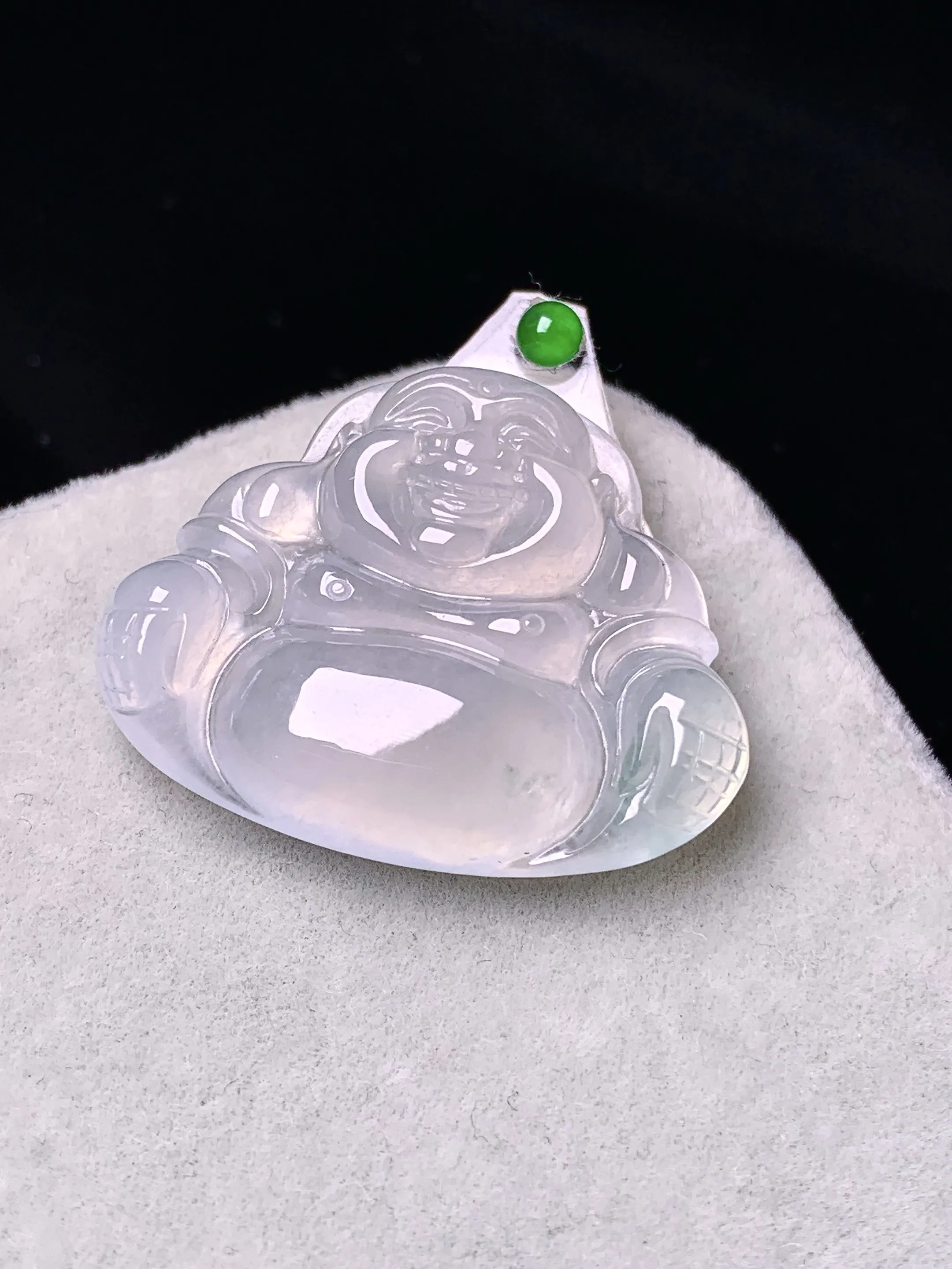 镶嵌款 冰种佛公吊坠 玉质细腻 色泽清新艳丽 整体尺寸21.6*27*4.6