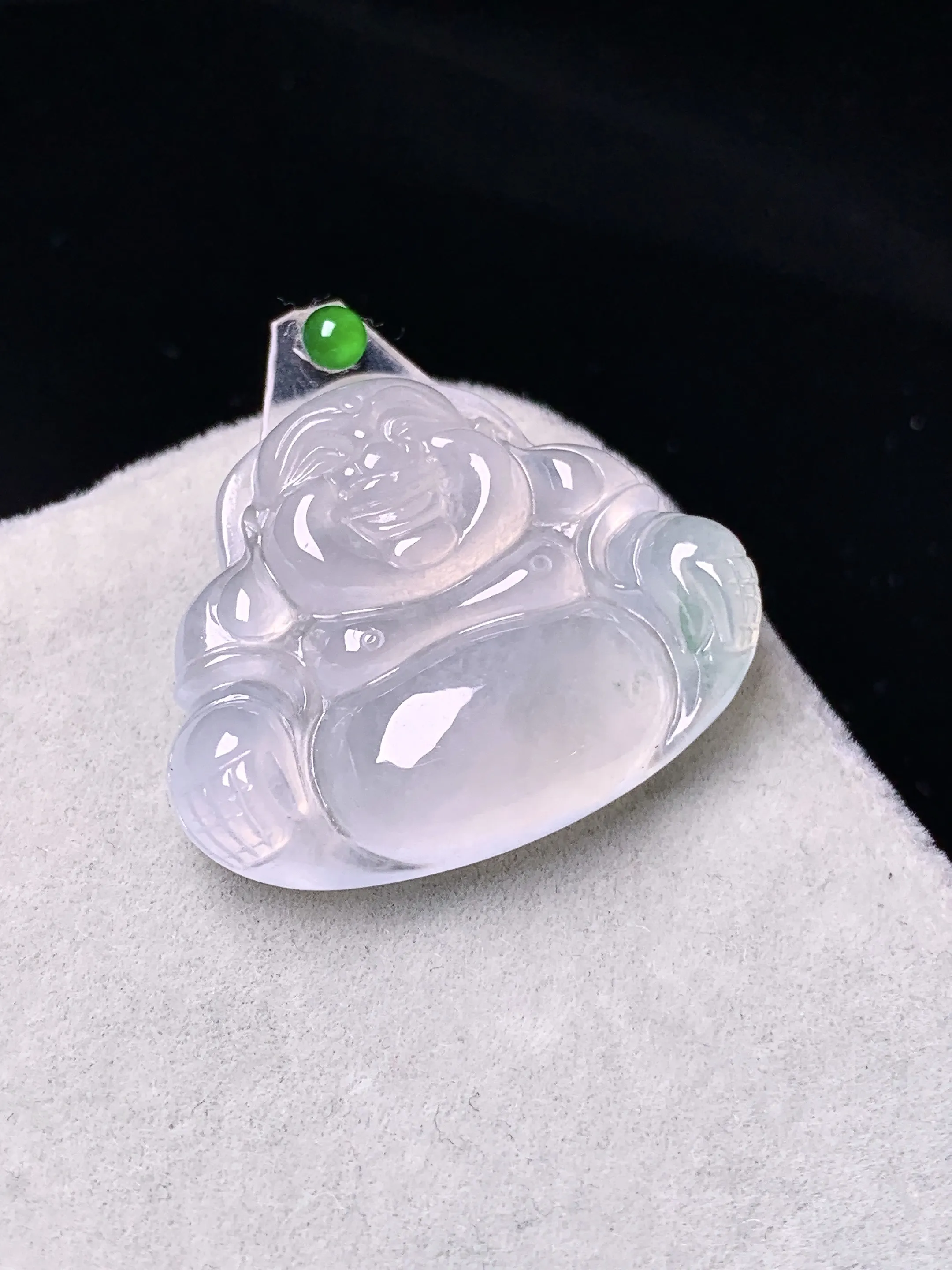 镶嵌款 冰种佛公吊坠 玉质细腻 色泽清新艳丽 整体尺寸21.6*27*4.6