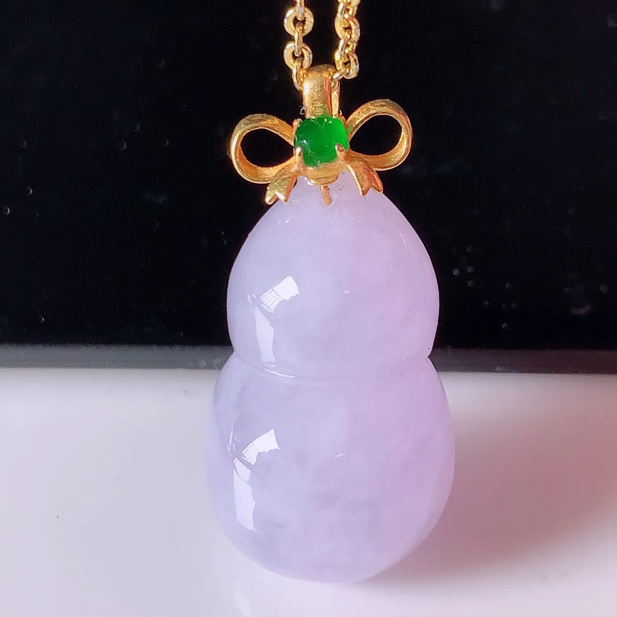 18K金镶嵌冰润紫罗兰翡翠葫芦吊坠，葫芦寓意福禄双全，财源滚滚，品佳品，佩戴效果优雅迷人！#42.2