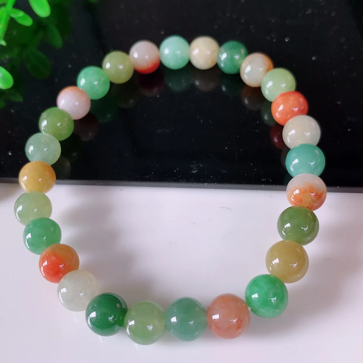 自然光实拍，冰润多宝翡翠手链，多彩翡翠手串，颜色丰富，料子细腻，高档大气，自戴送礼佳品！#46.28取一尺寸7