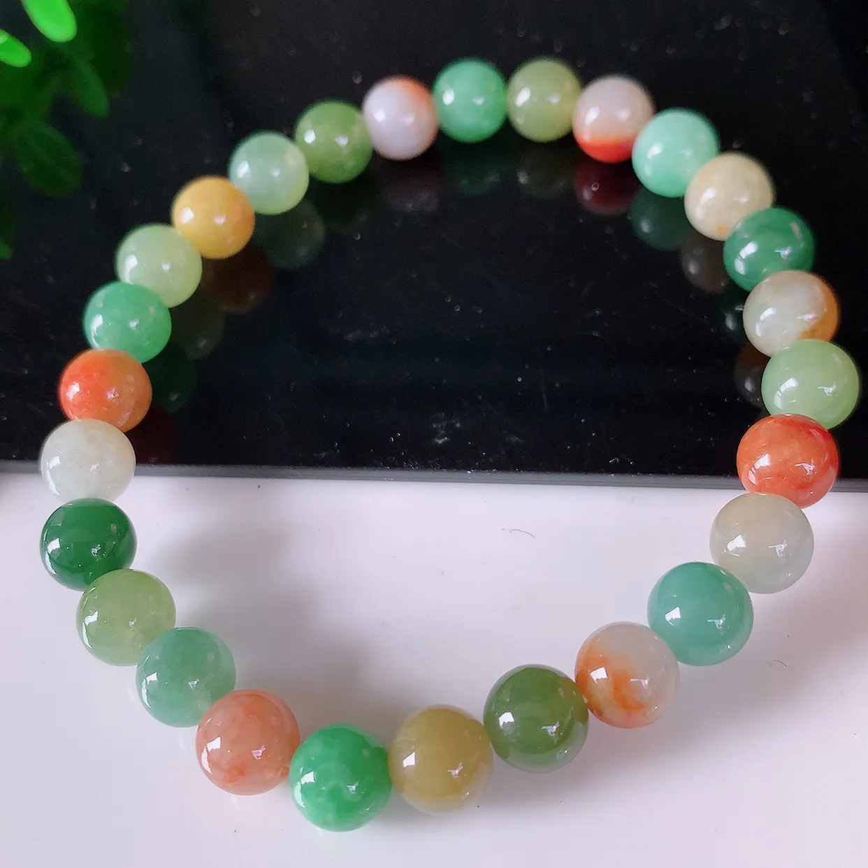 自然光实拍，冰润多宝翡翠手链，多彩翡翠手串，颜色丰富，料子细腻，高档大气，自戴送礼佳品！#46.28取一尺寸7