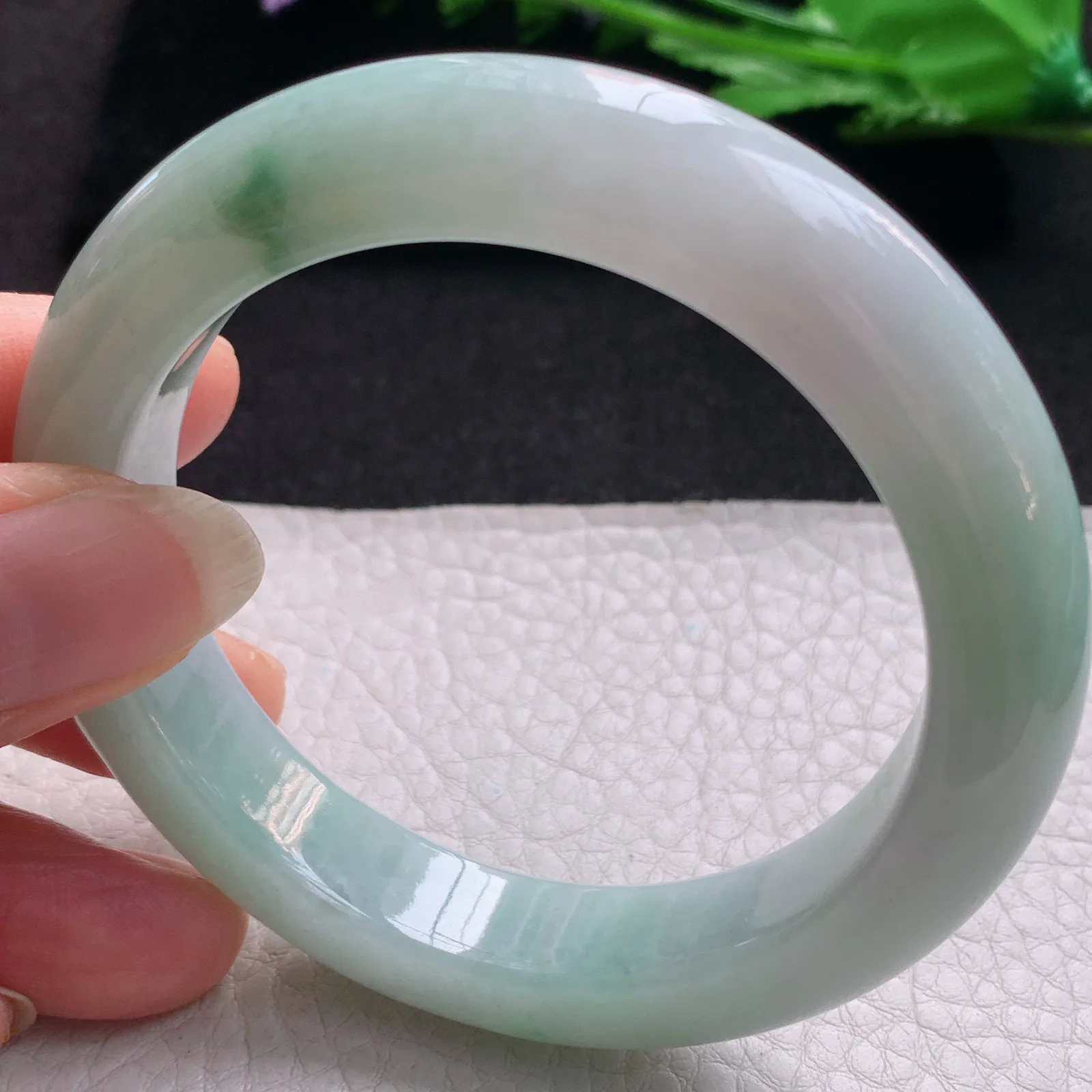 nr实拍55.5*12.5*10缅甸翡翠a货玉手镯飘花正圈平安镯宽版玉手环