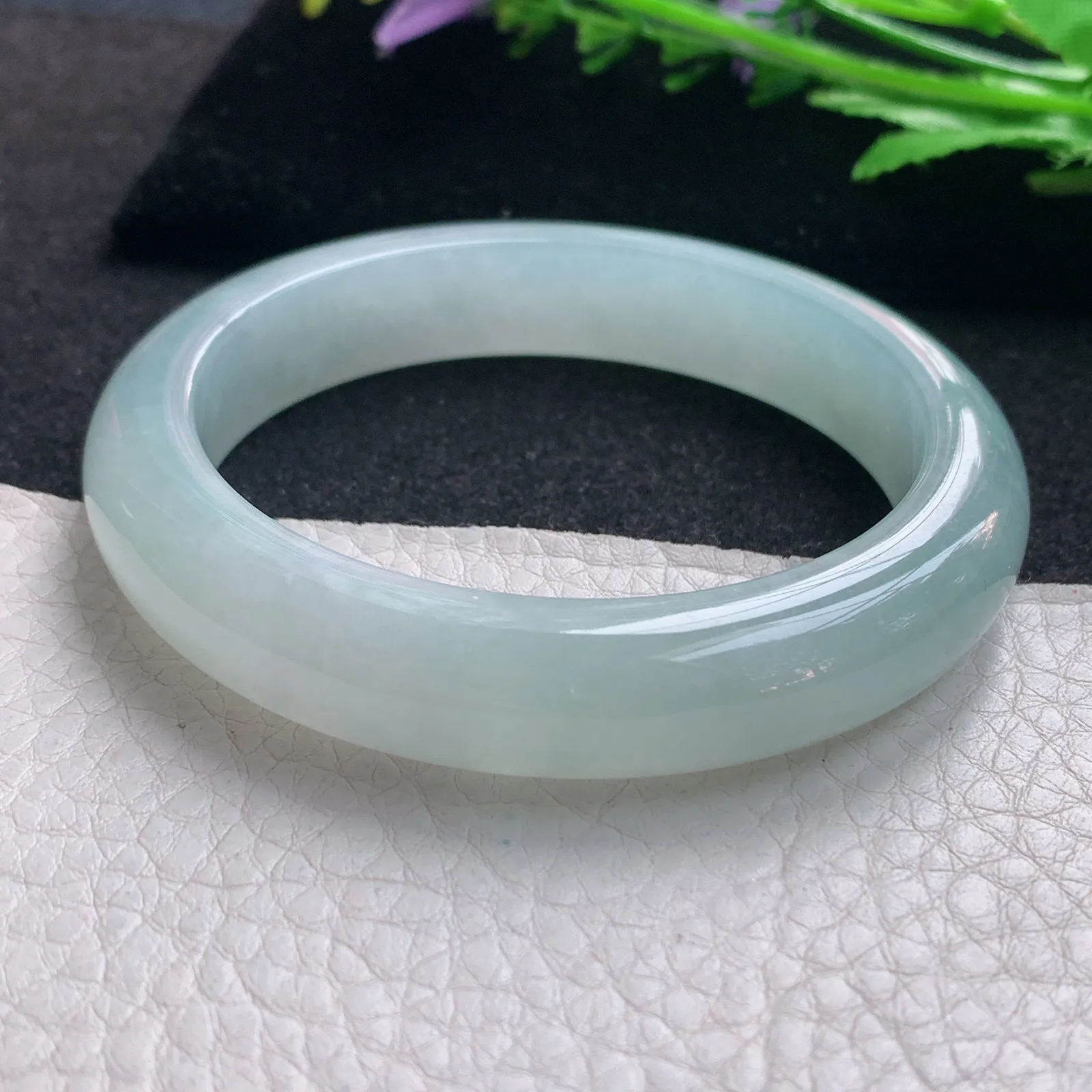 nr实拍57.5*12*9.2缅甸翡翠a货玉手镯冰胶晴美正圈平安镯宽版玉手环