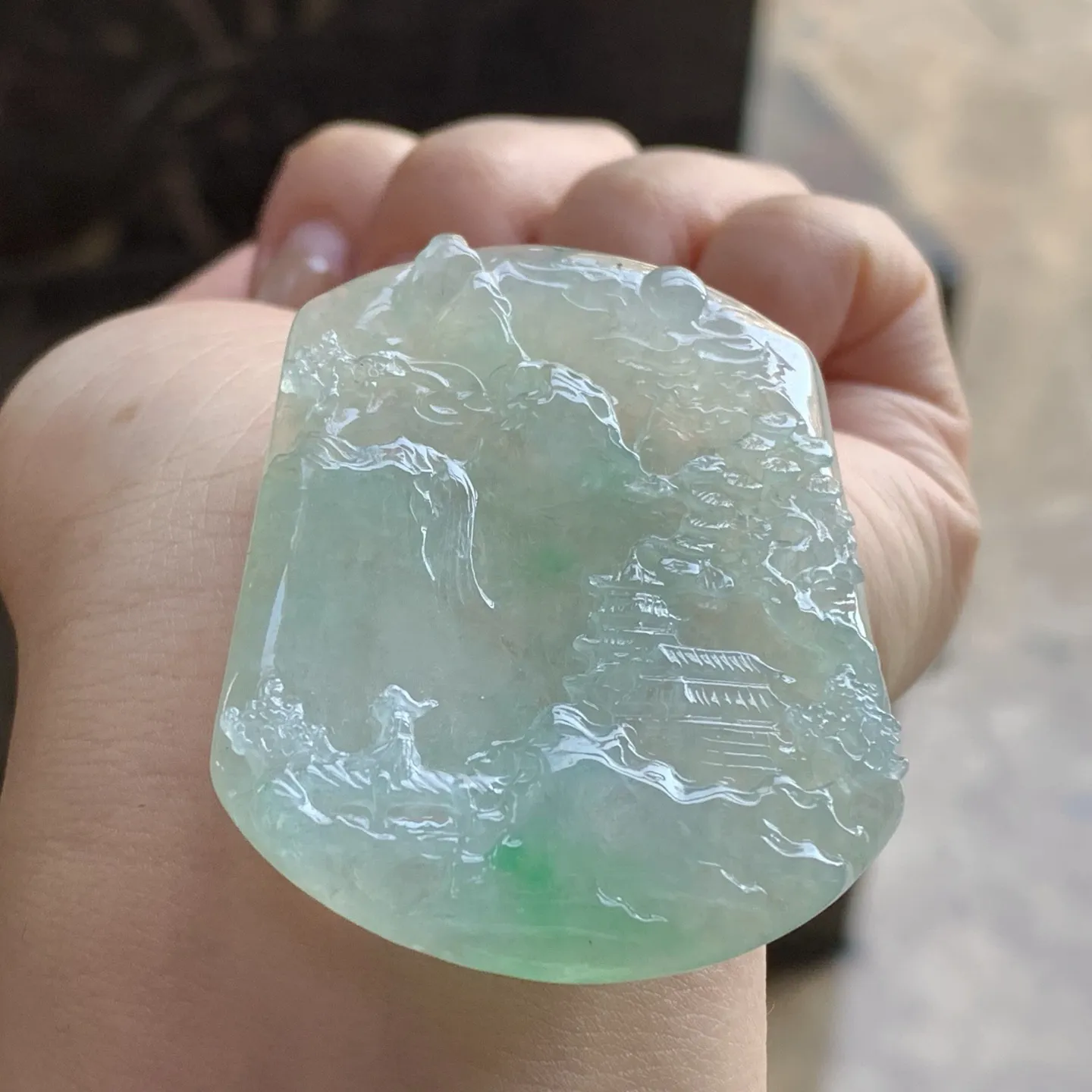 糯种飘色山水牌  佩戴大气 性价比