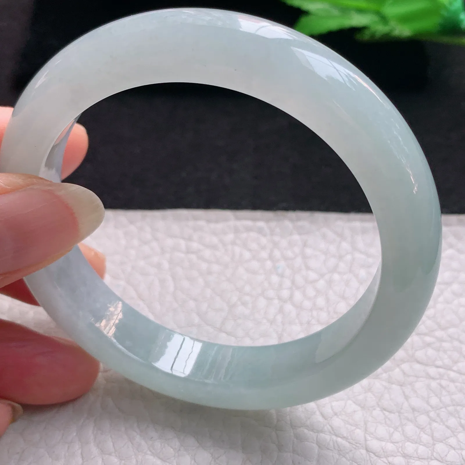 nr实拍57.5*12*9.2缅甸翡翠a货玉手镯冰胶晴美正圈平安镯宽版玉手环