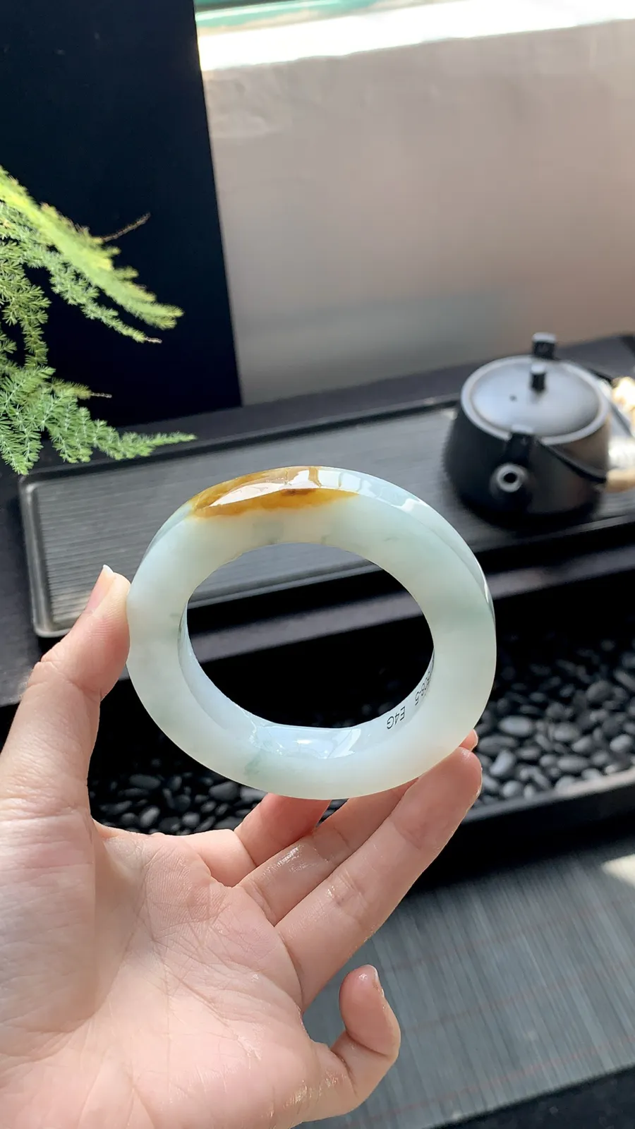 【黄翡飘花镯胚】