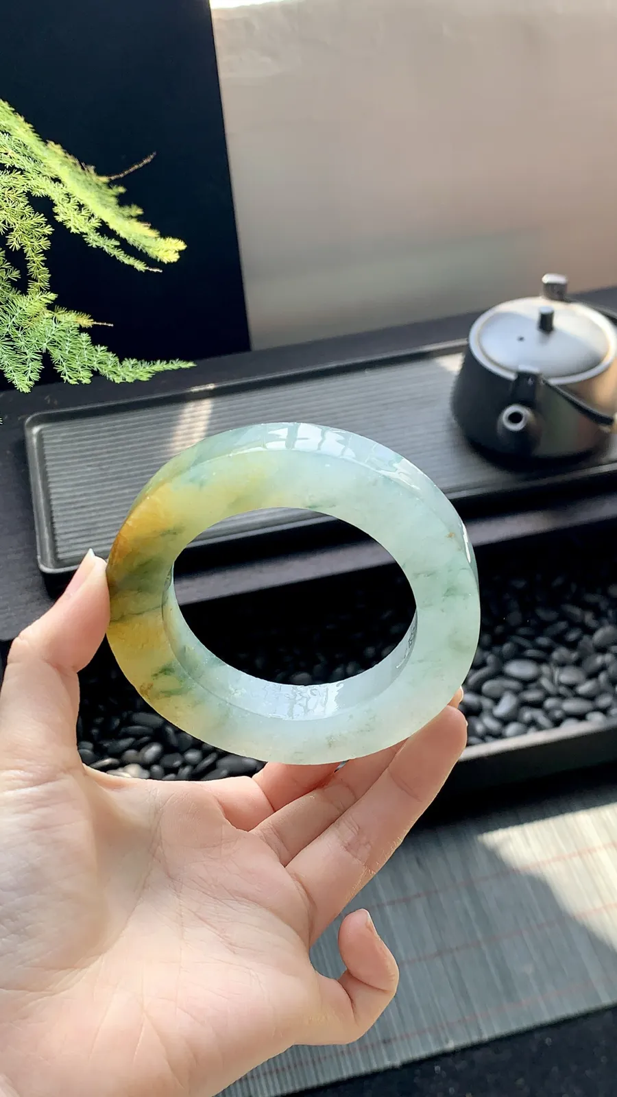 【特色黄翡飘花镯胚】