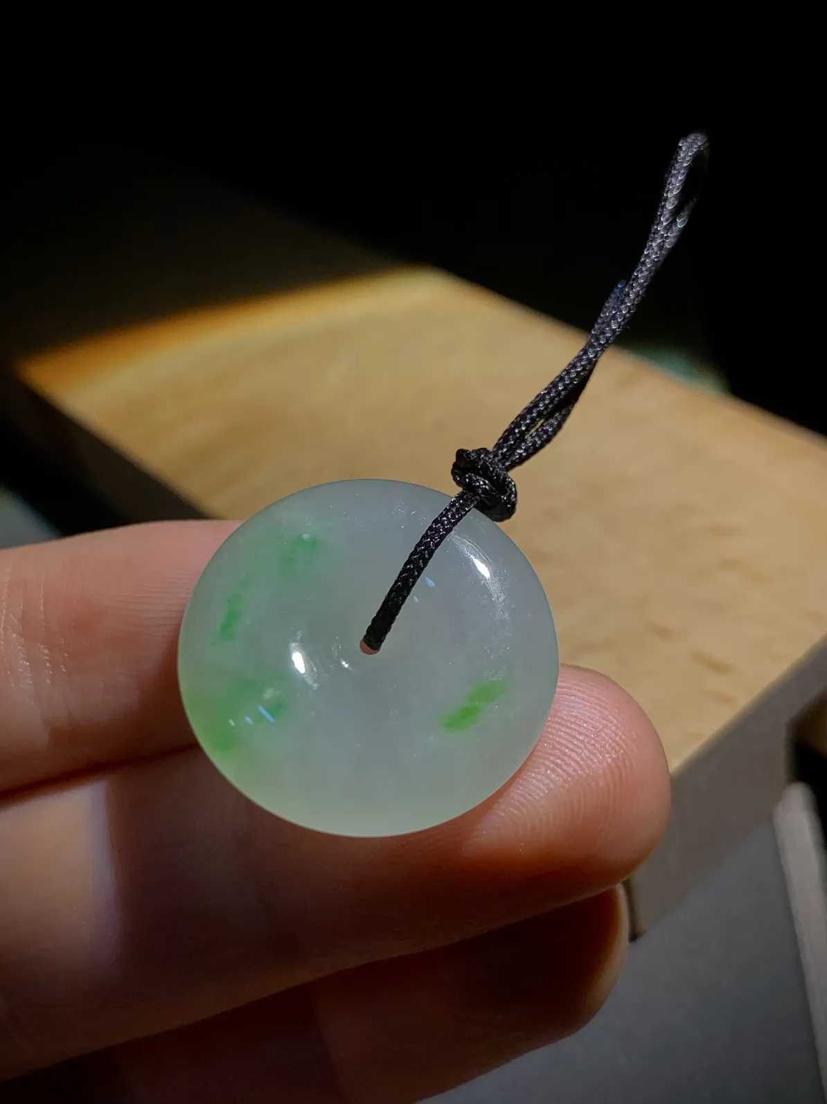 绿花平安扣子，22.8-5.8mm，