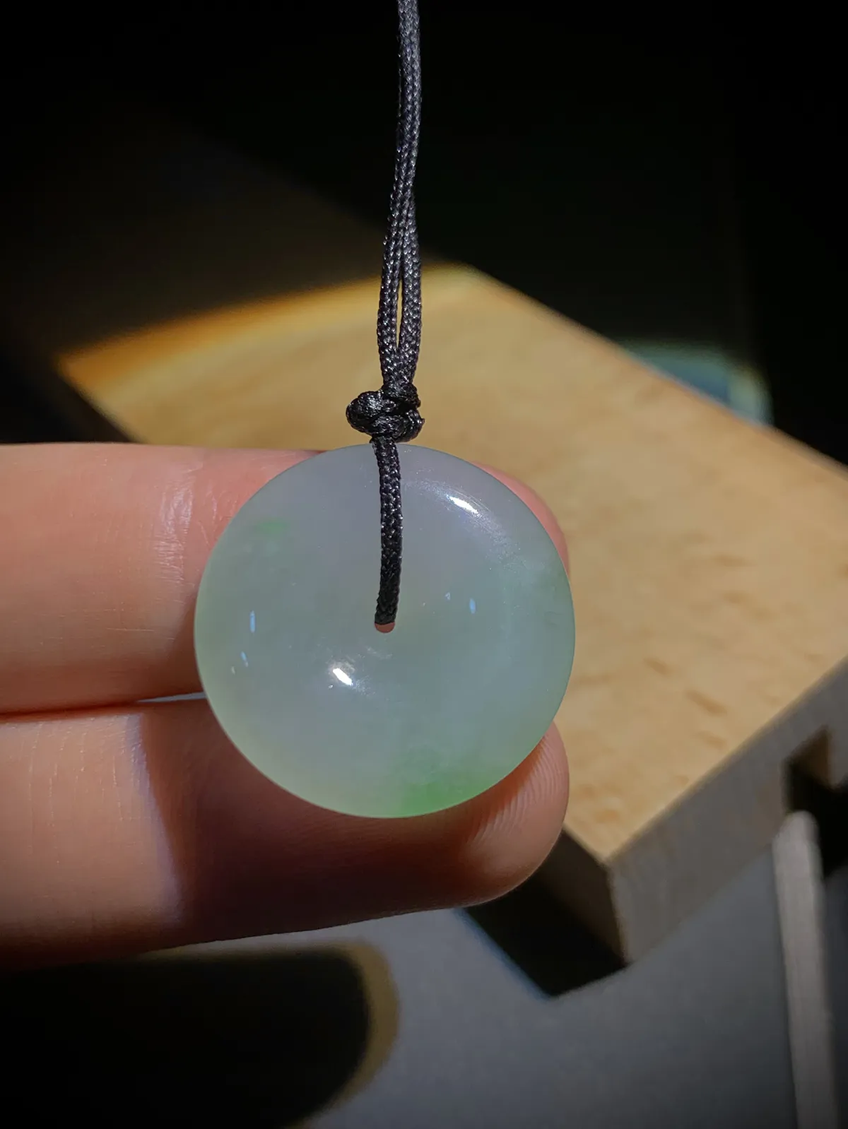 绿花平安扣子，22.8-5.8mm，