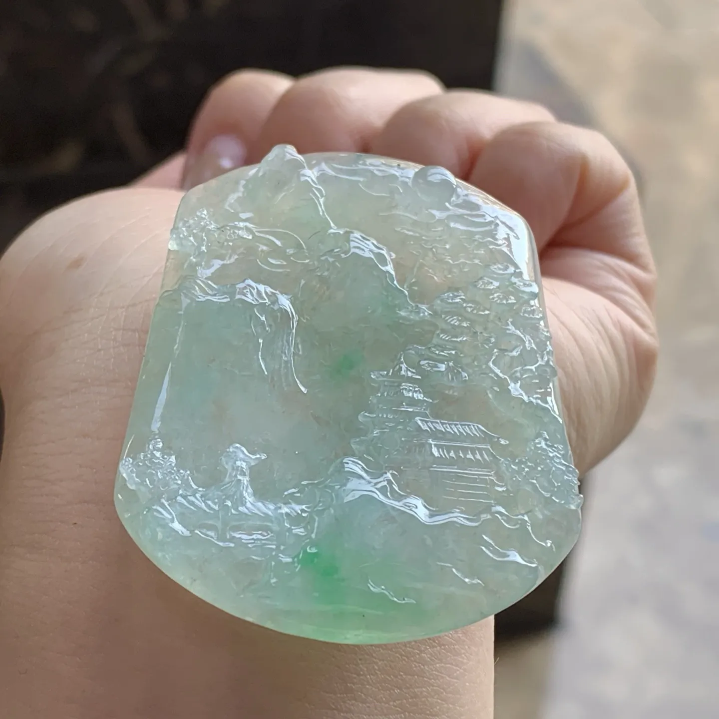 糯种飘色山水牌  佩戴大气 性价比