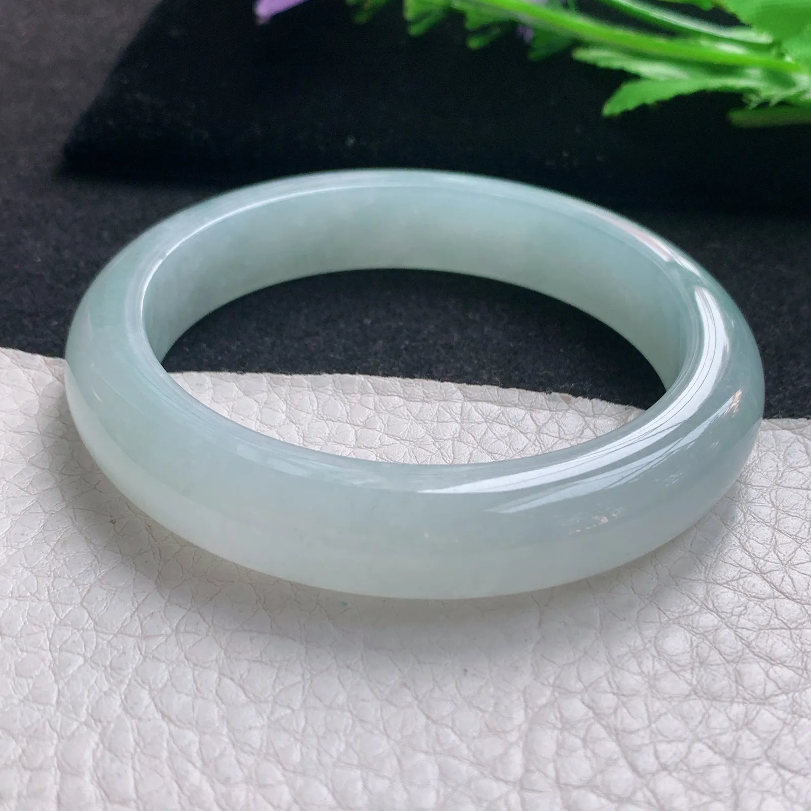 nr实拍57.5*12*9.2缅甸翡翠a货玉手镯冰胶晴美正圈平安镯宽版玉手环