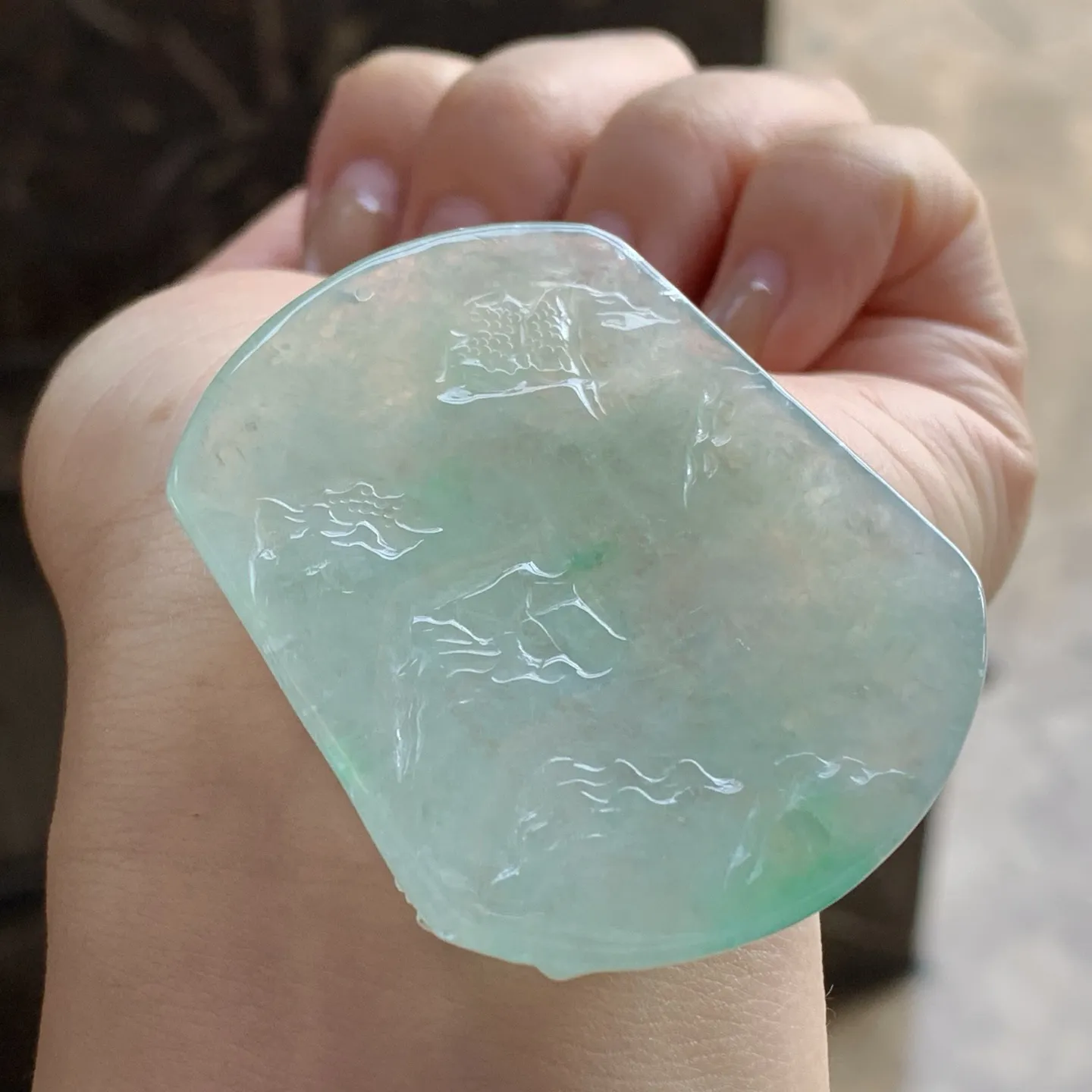 糯种飘色山水牌  佩戴大气 性价比