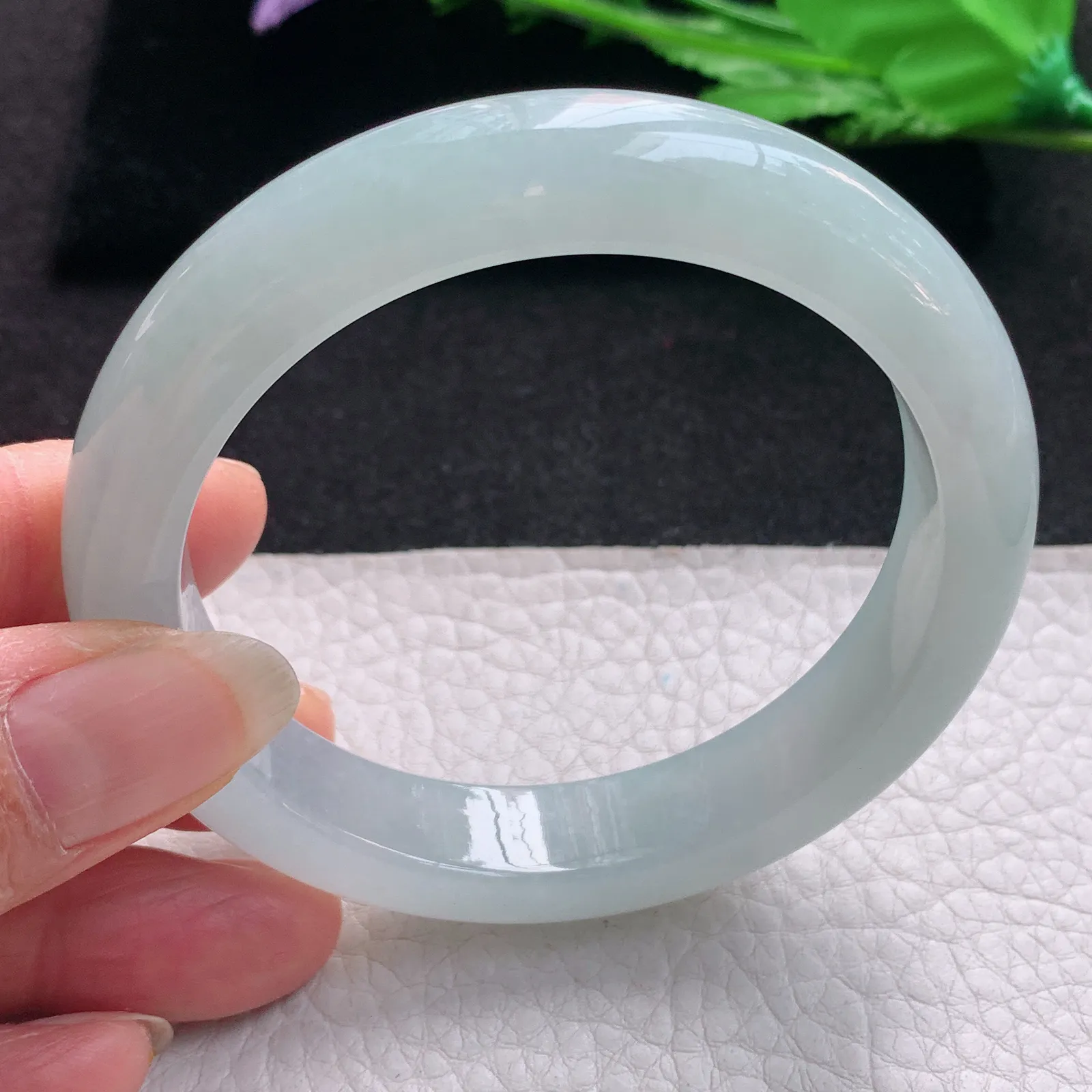 nr实拍57.5*12*9.2缅甸翡翠a货玉手镯冰胶晴美正圈平安镯宽版玉手环