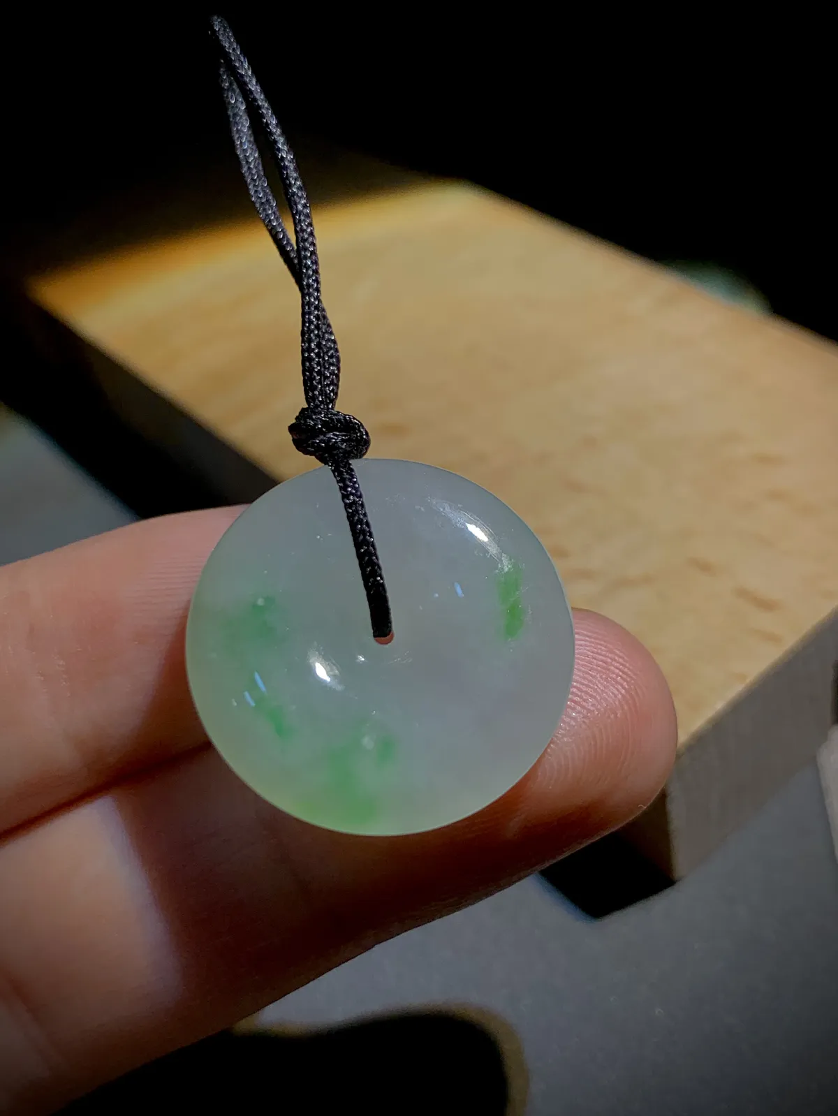 绿花平安扣子，22.8-5.8mm，