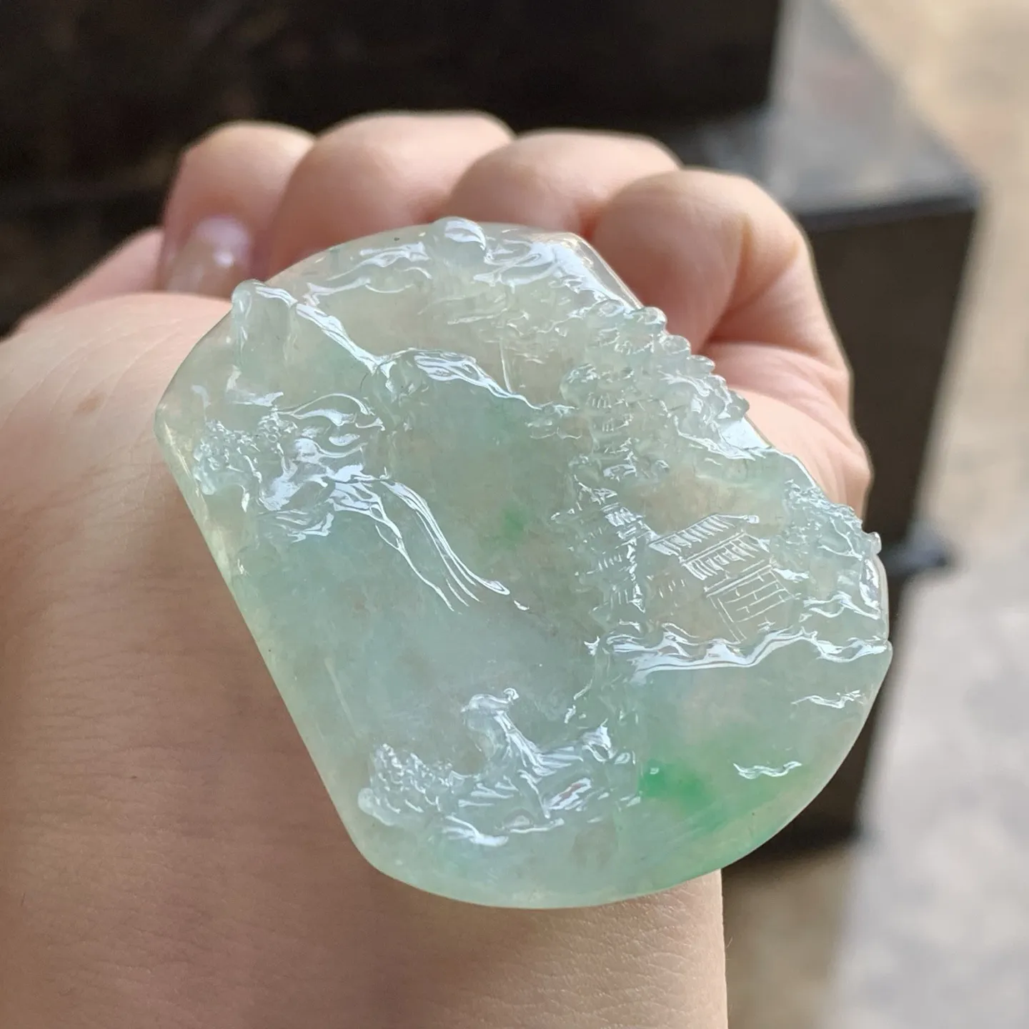 糯种飘色山水牌  佩戴大气 性价比