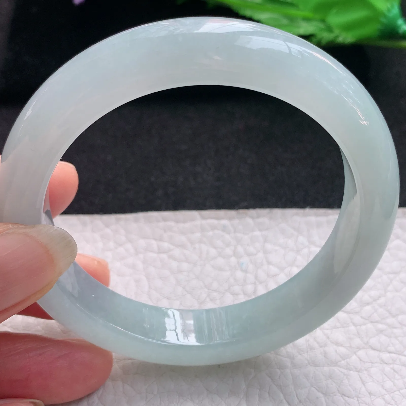 nr实拍57.5*12*9.2缅甸翡翠a货玉手镯冰胶晴美正圈平安镯宽版玉手环