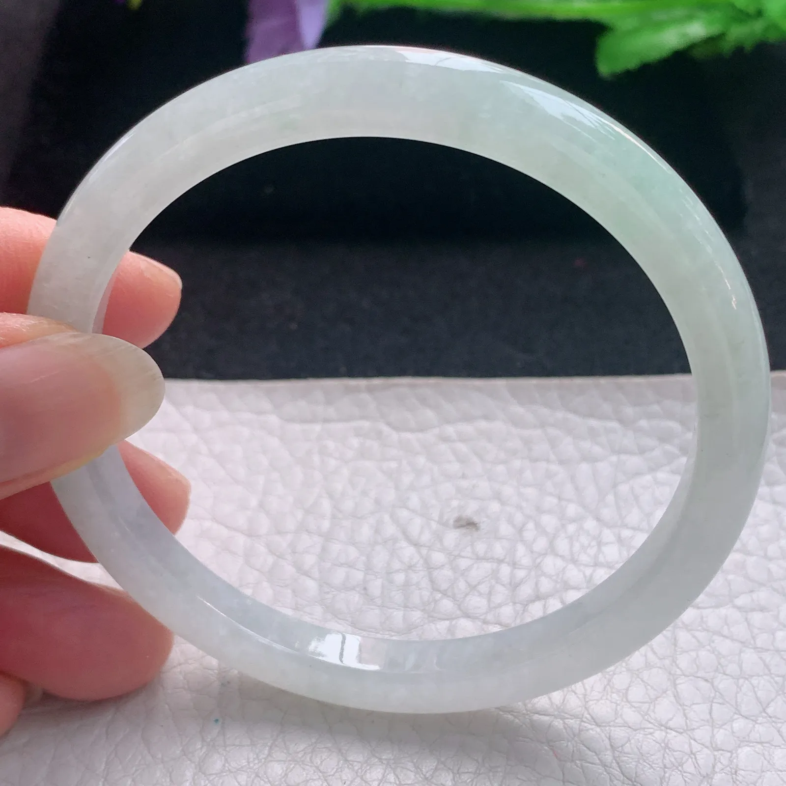 nr实拍59*7*7缅甸翡翠a货玉手镯冰润秀气正圈平安镯宽版玉手环