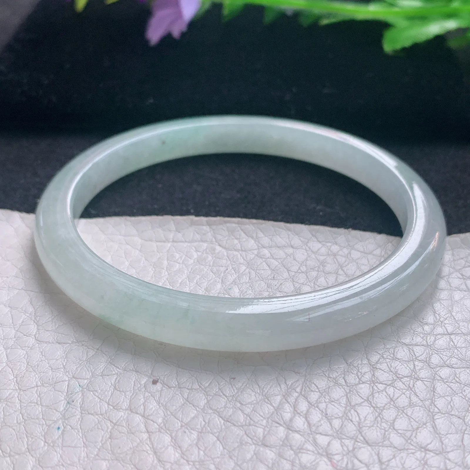 nr实拍56*13*8缅甸翡翠a货玉手镯冰飘花正圈平安镯宽版玉手环