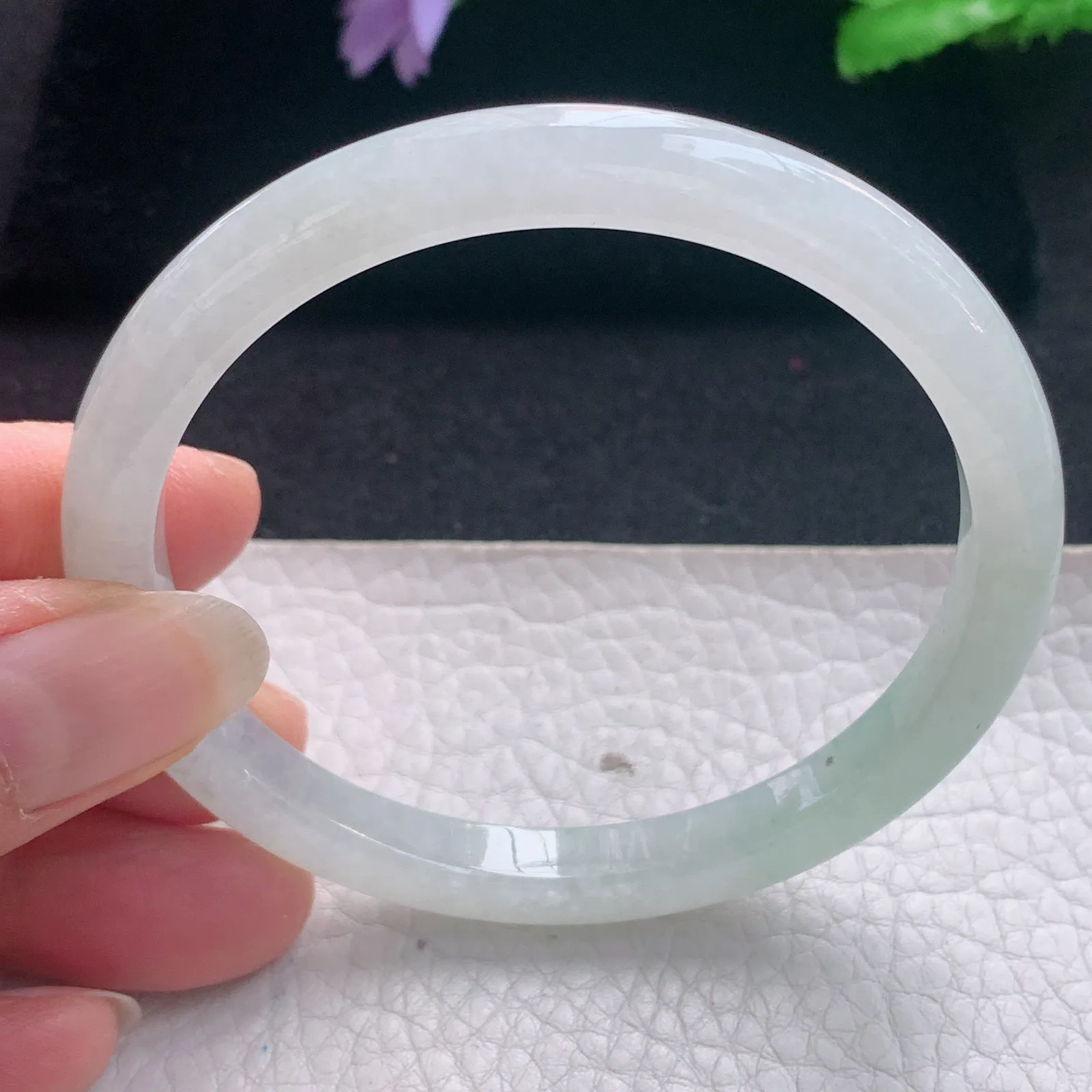 nr实拍59*7*7缅甸翡翠a货玉手镯冰润秀气正圈平安镯宽版玉手环