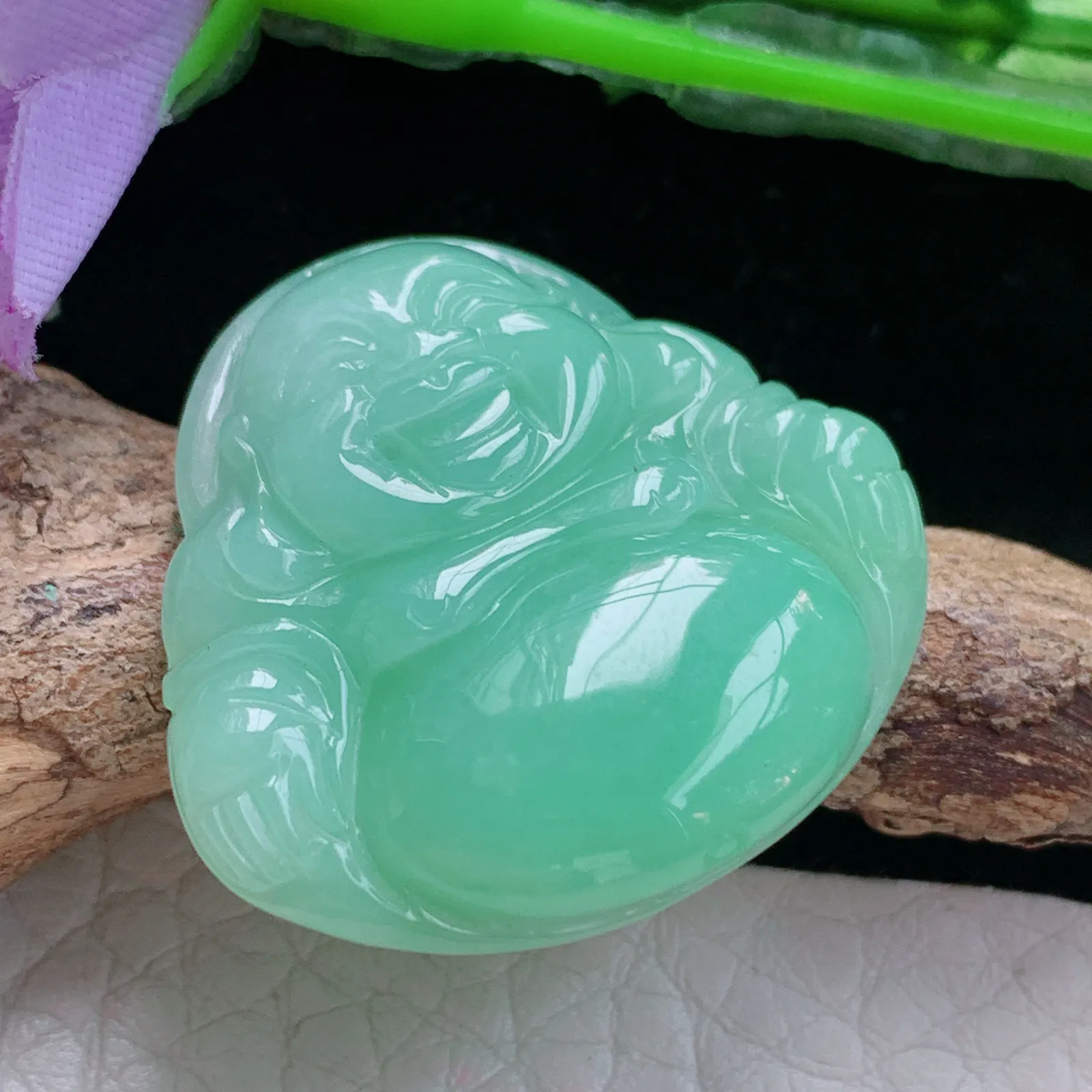 zen自然光26.8*28.8*6天然缅甸翡翠a货甜缘佛公 开心佛玉吊坠 玉挂件