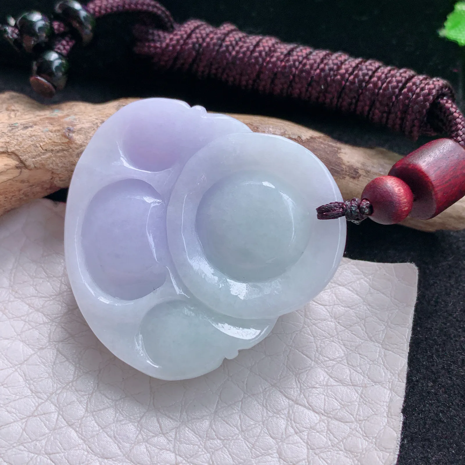 zen自然光35.6*35.5*12天然缅甸翡翠紫罗兰佛公 开心佛玉吊坠 玉挂件