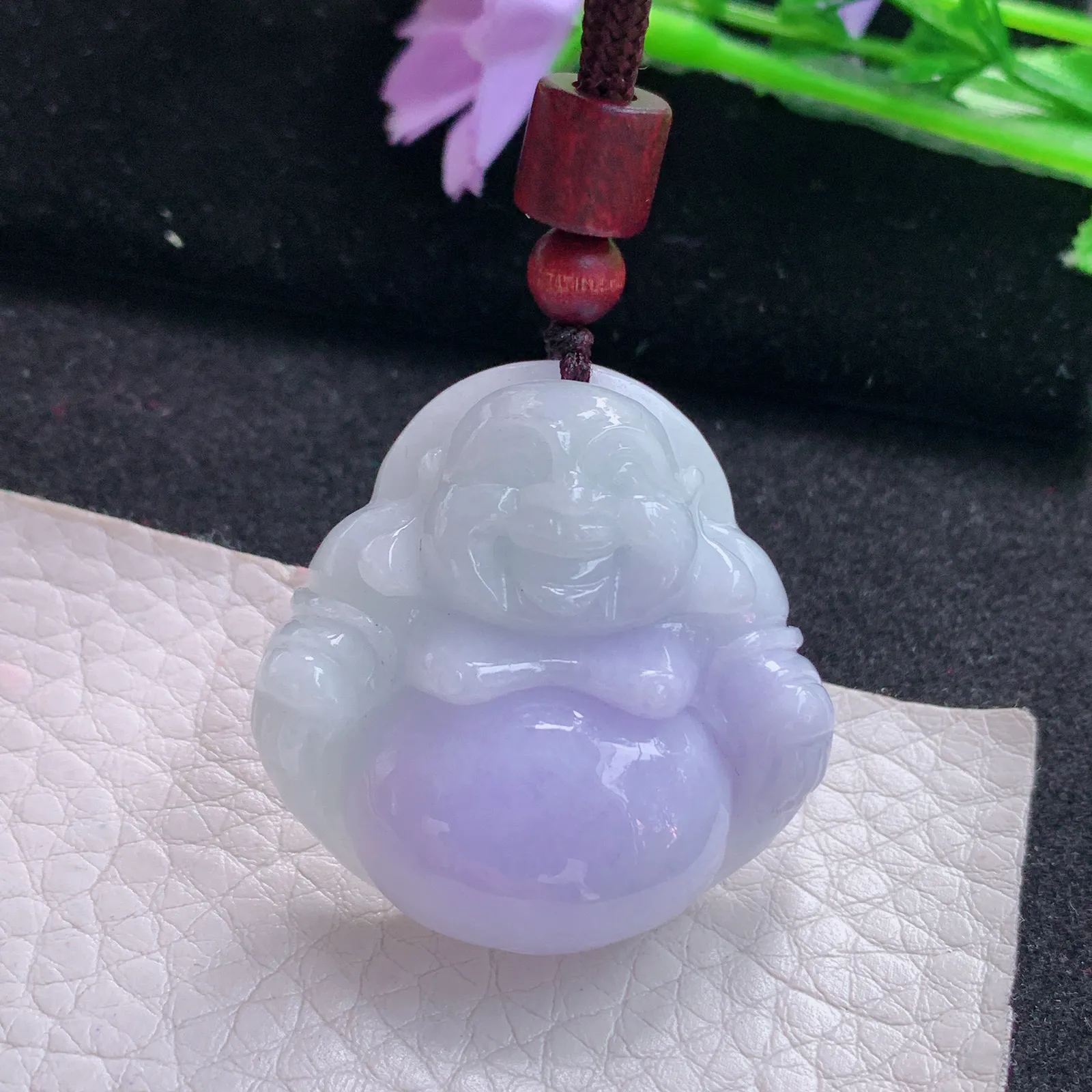 zen自然光35.6*35.5*12天然缅甸翡翠紫罗兰佛公 开心佛玉吊坠 玉挂件