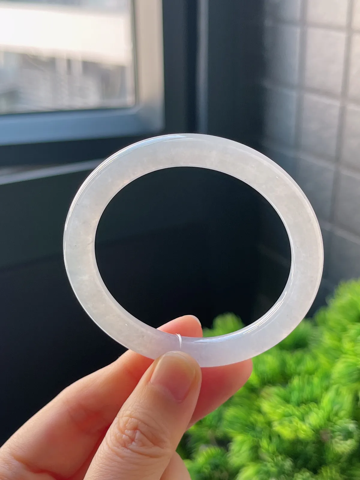 圆镯50.1圈口，翡翠冰种白色手镯