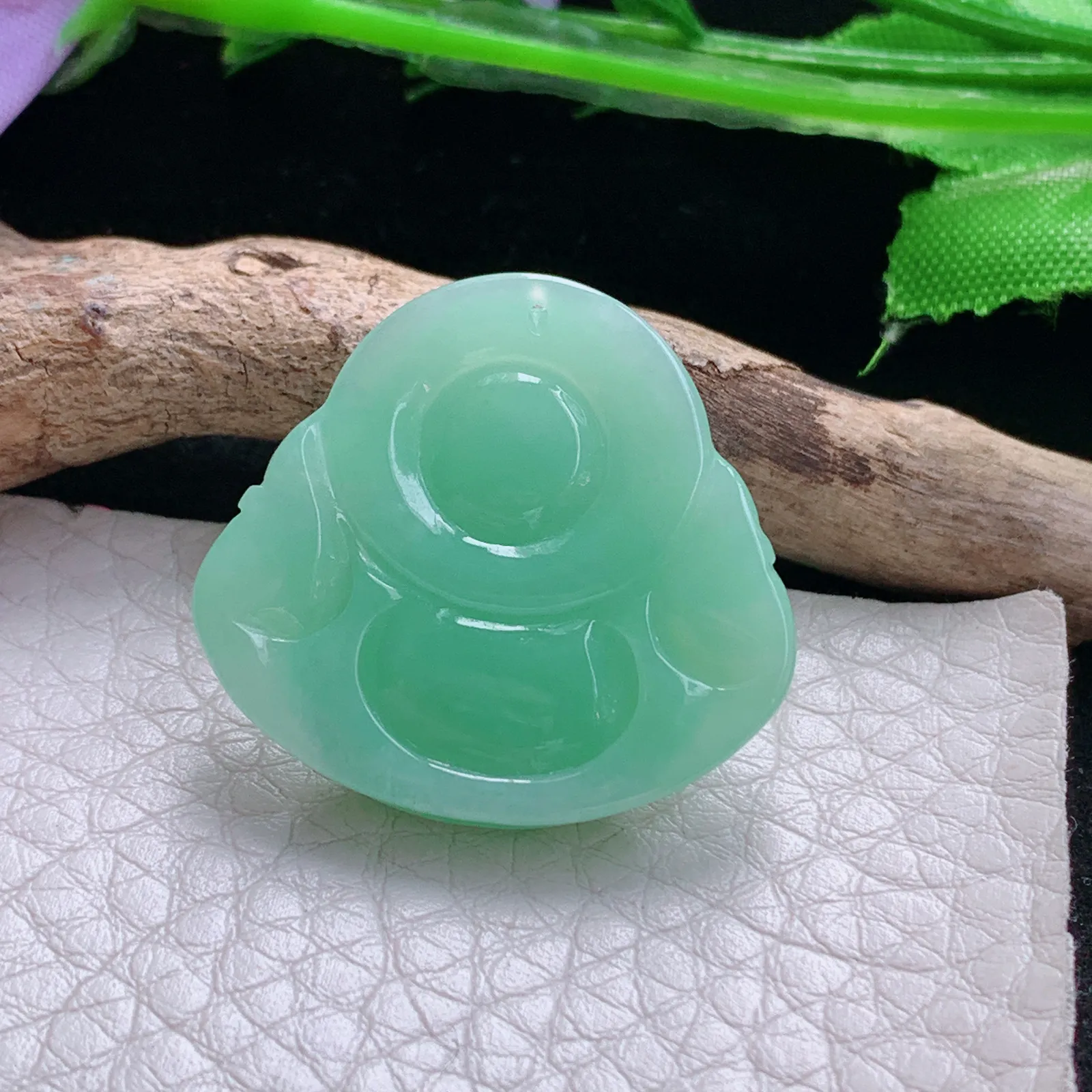 zen自然光26.8*28.8*6天然缅甸翡翠a货甜缘佛公 开心佛玉吊坠 玉挂件