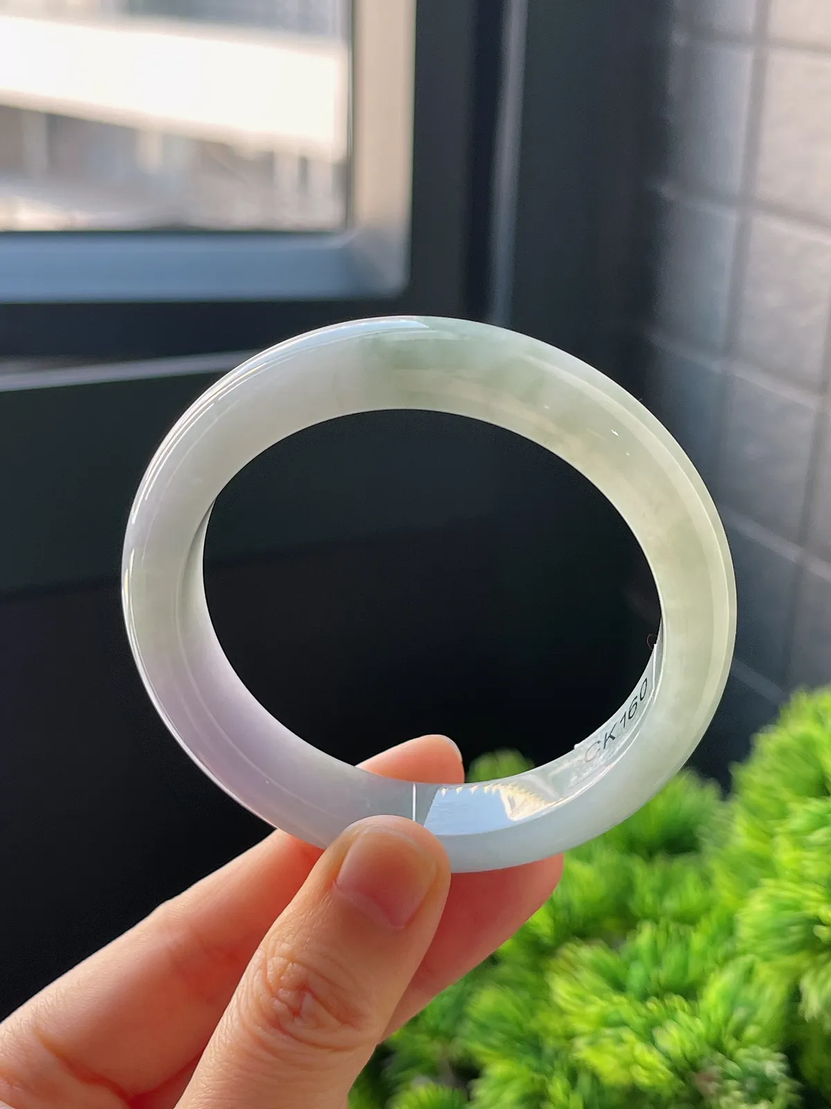 正圈54.8圈口，翡翠冰糯种春带彩手镯