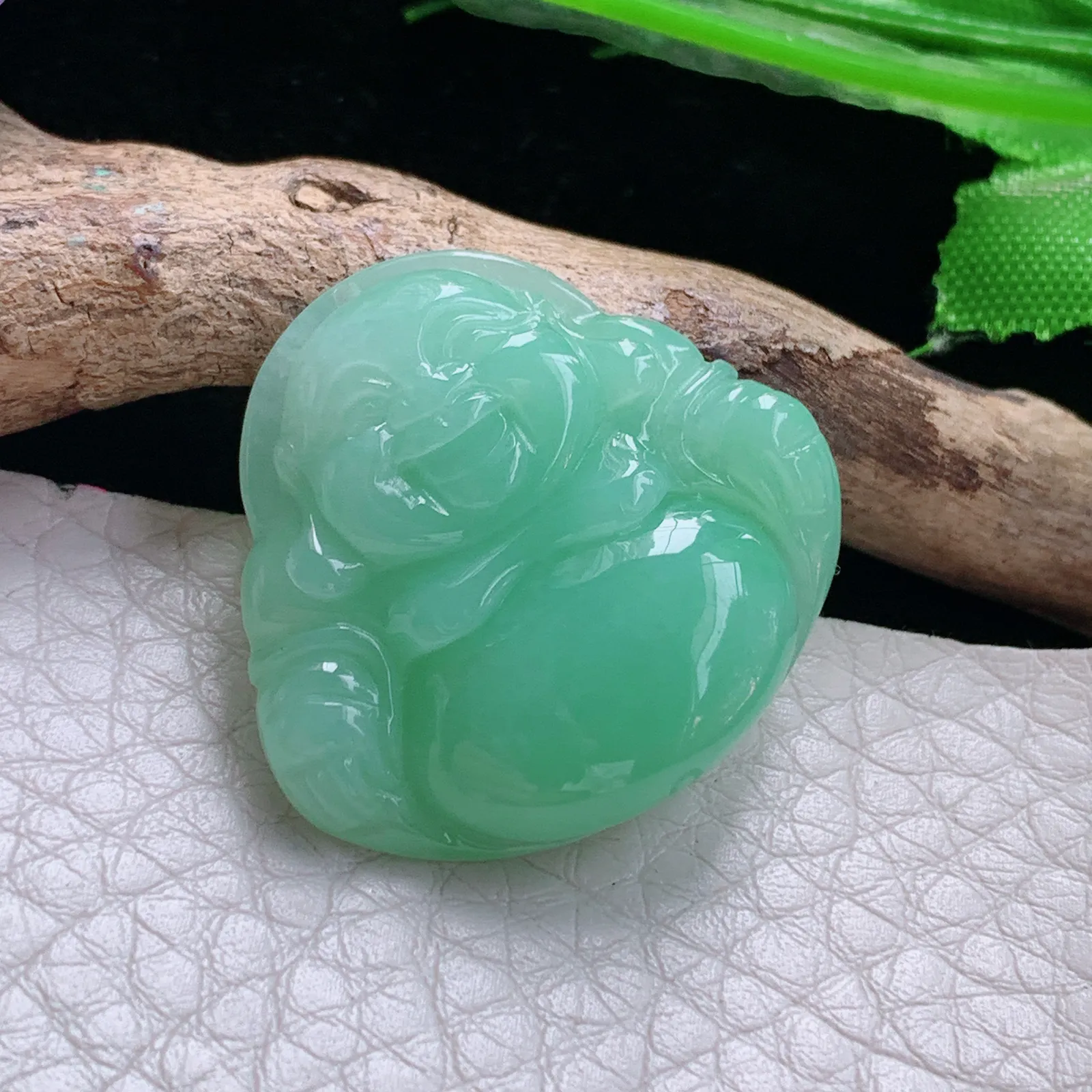 zen自然光26.8*28.8*6天然缅甸翡翠a货甜缘佛公 开心佛玉吊坠 玉挂件