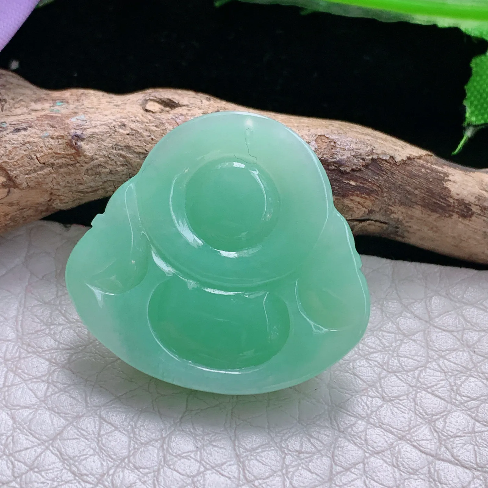 zen自然光26.8*28.8*6天然缅甸翡翠a货甜缘佛公 开心佛玉吊坠 玉挂件