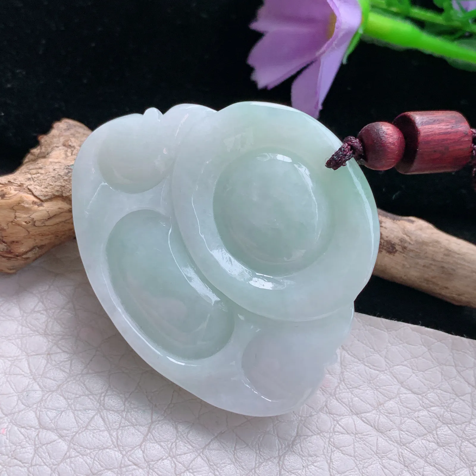 zen自然光37*44*11.8天然缅甸翡翠飘阳绿佛公 开心佛玉吊坠 玉挂件