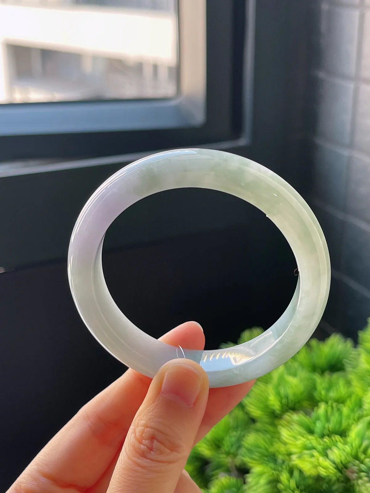 正圈54.8圈口，翡翠冰糯种春带彩手镯