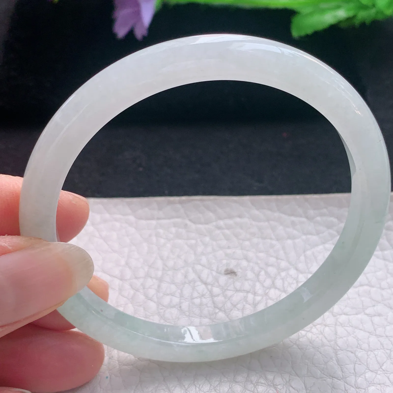 nr实拍59*7*7缅甸翡翠a货玉手镯冰润秀气正圈平安镯宽版玉手环