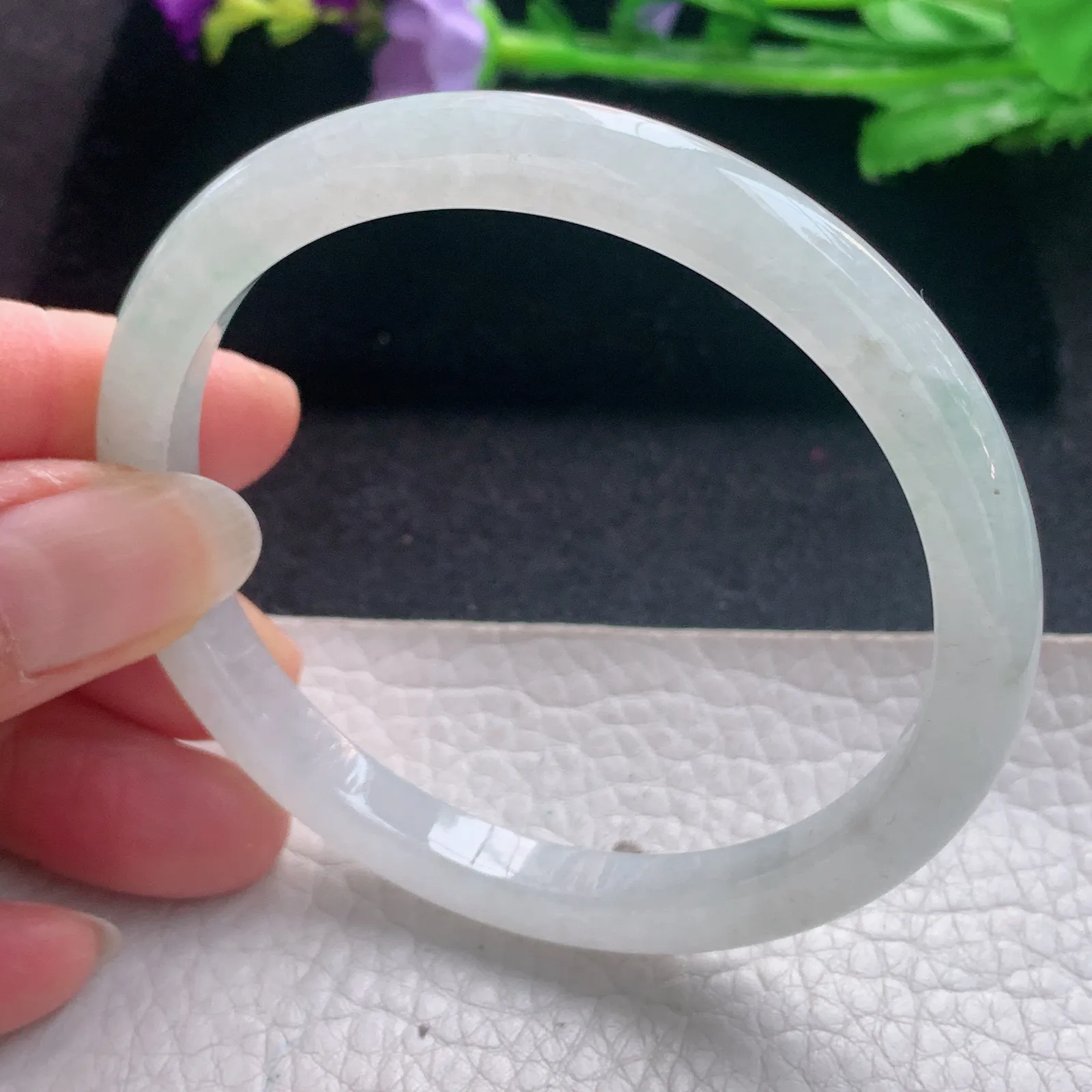 nr实拍59*7*7缅甸翡翠a货玉手镯冰润秀气正圈平安镯宽版玉手环